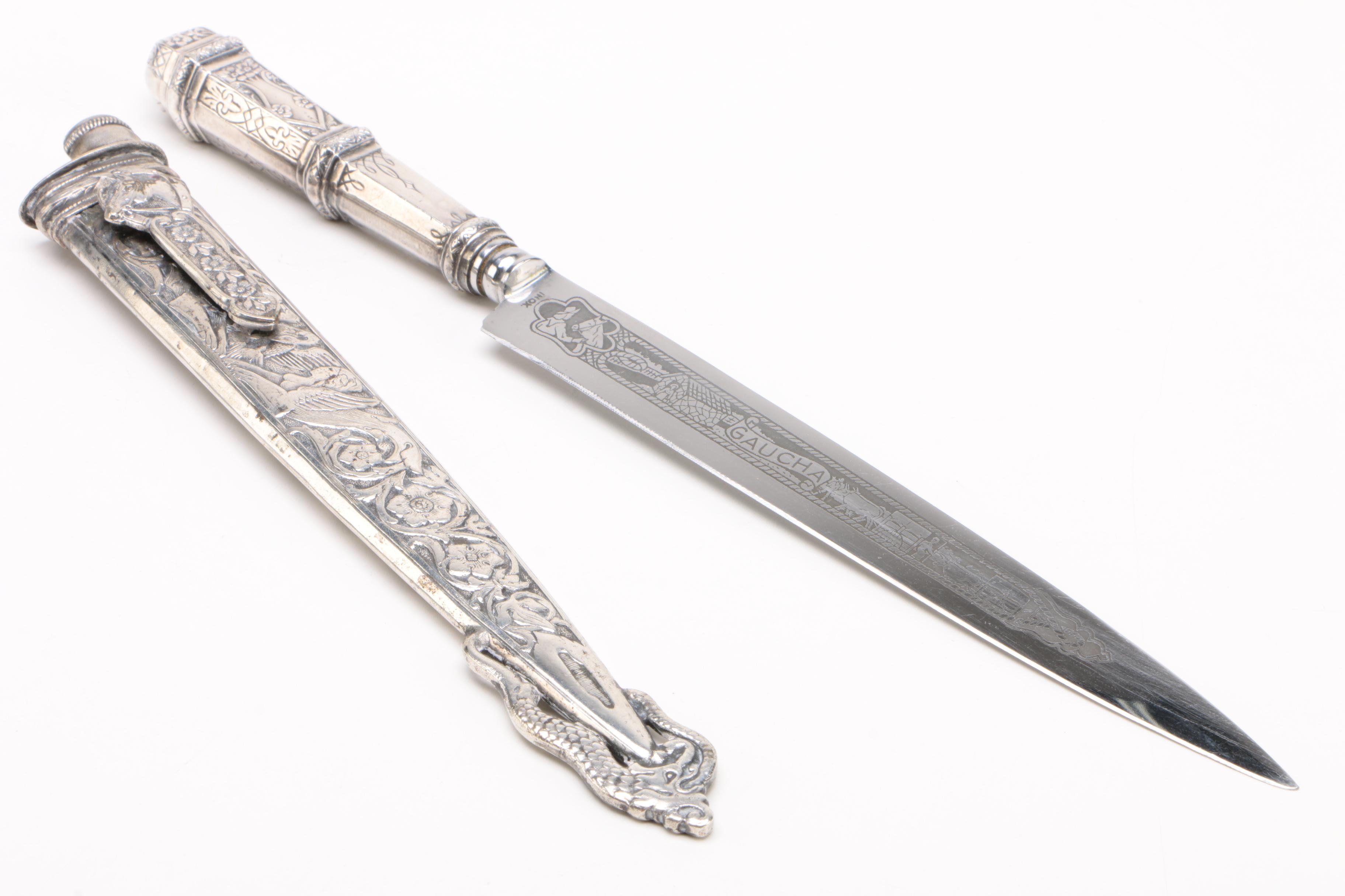 Inox Brazilian "Gaucha" Verijero Boot Knife with Scabbard