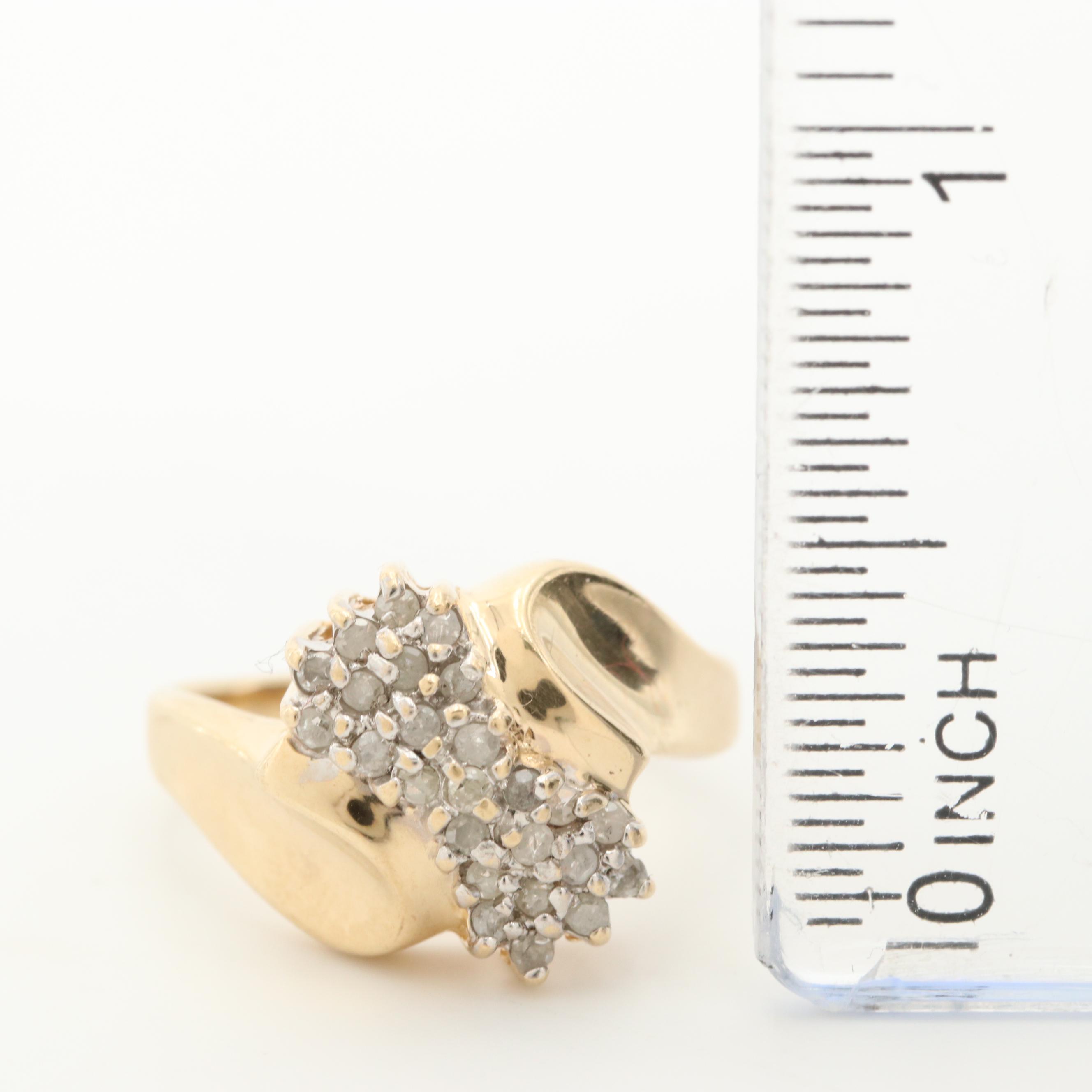 10K Yellow Gold Aquamarine and Diamond Rings