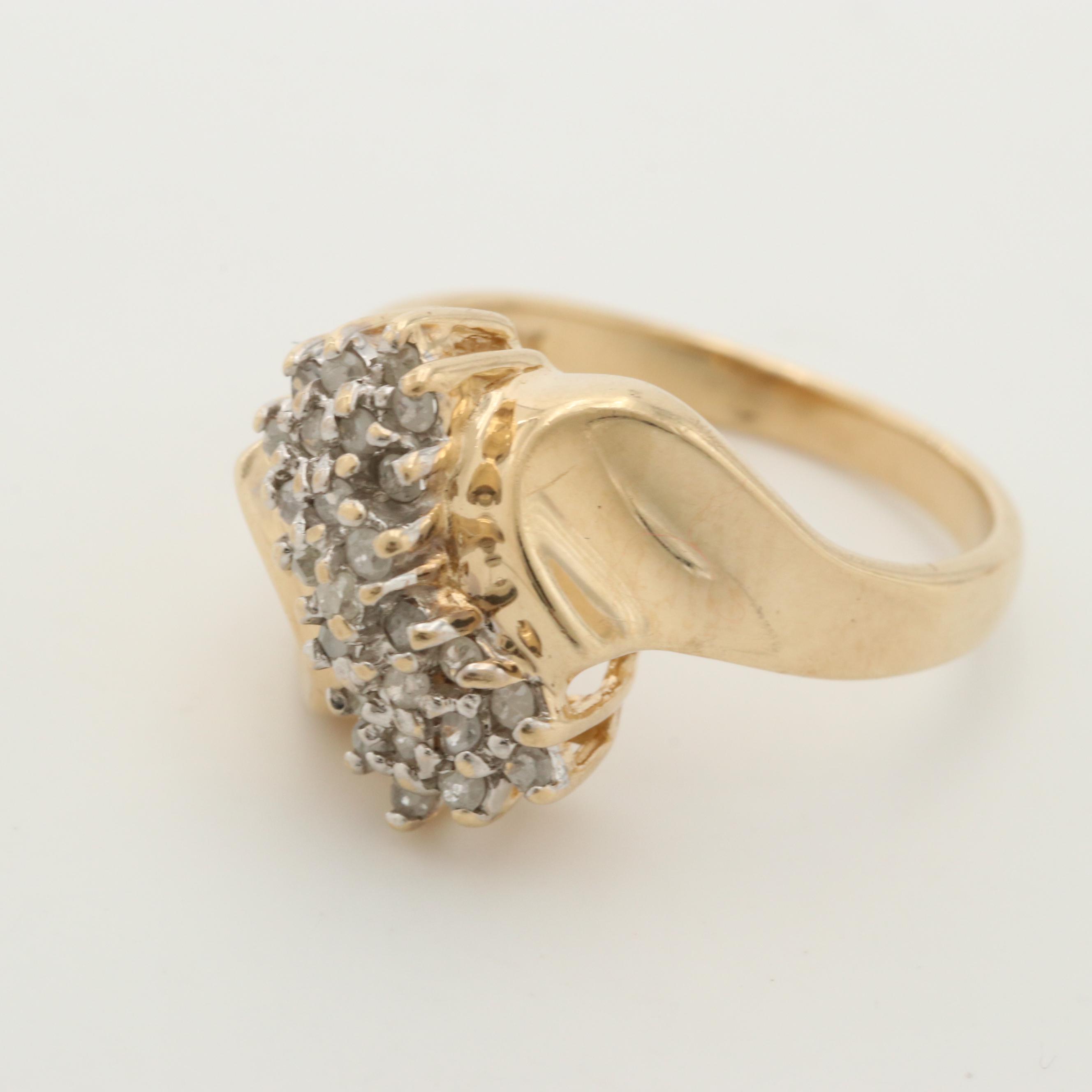 10K Yellow Gold Aquamarine and Diamond Rings