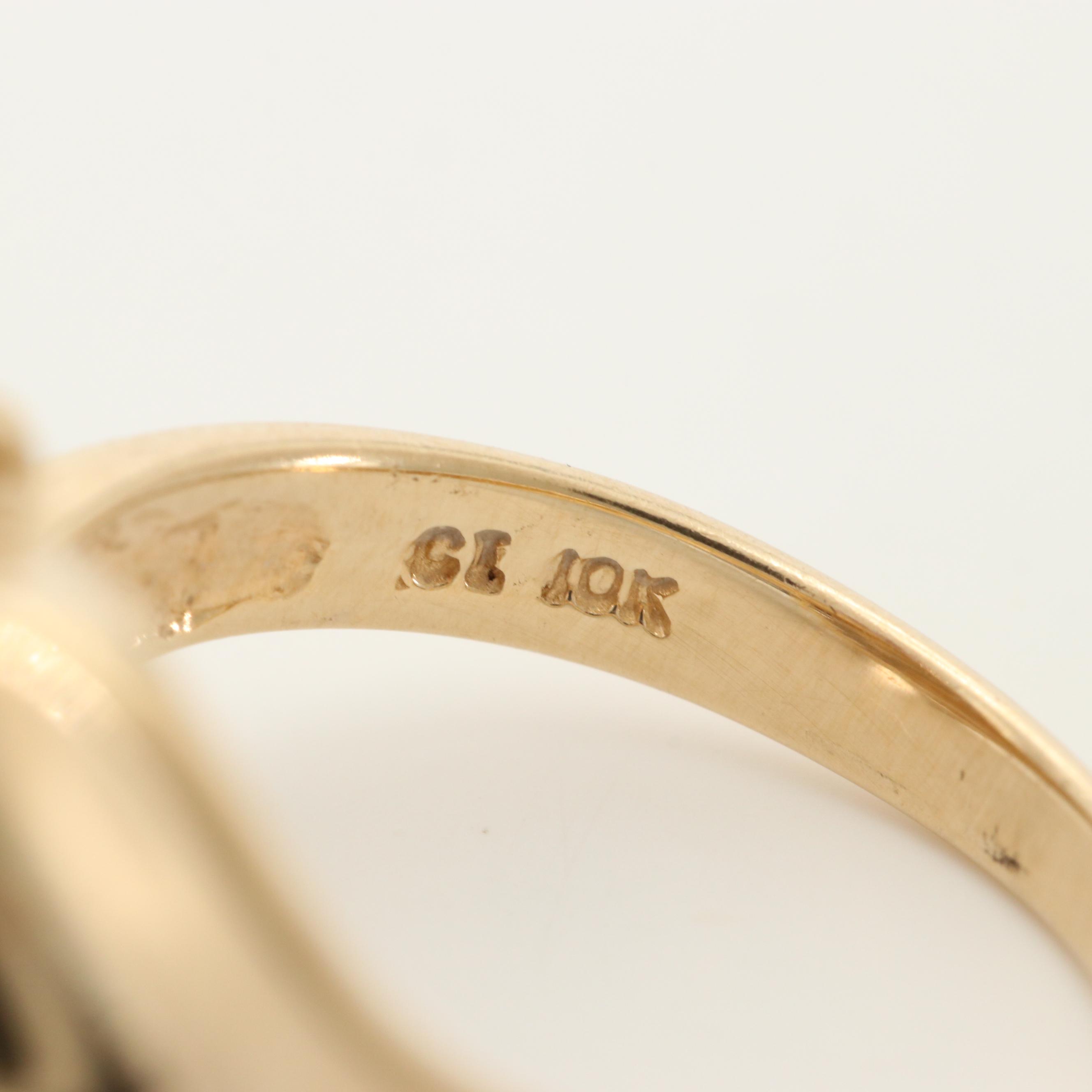 10K Yellow Gold Aquamarine and Diamond Rings