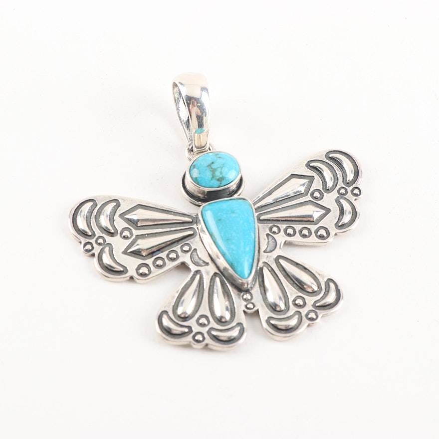 Sterling Silver Turquoise Butterfly Pendant