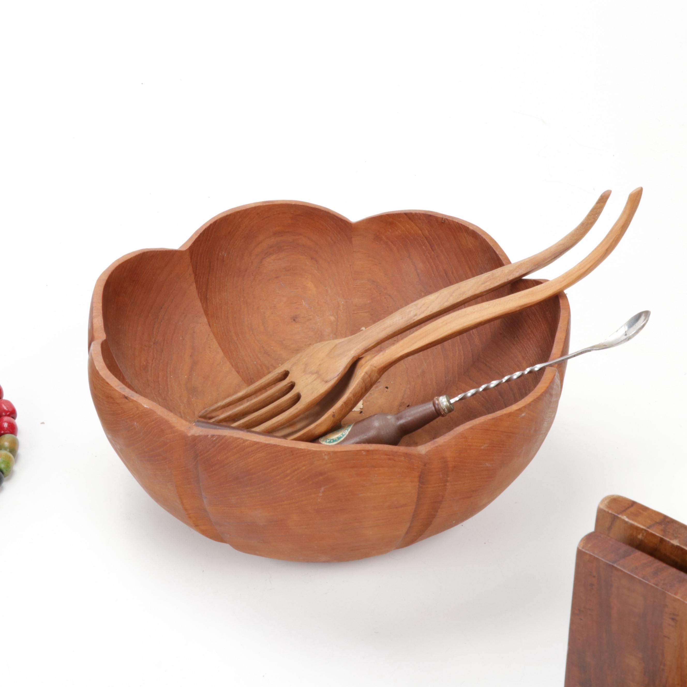 Hand-Carved Teak Wood Decor and Serveware