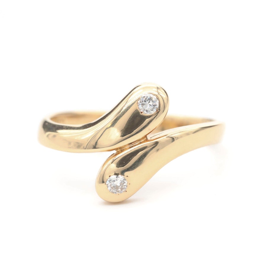 14K Yellow Gold Diamond Bypass Ring