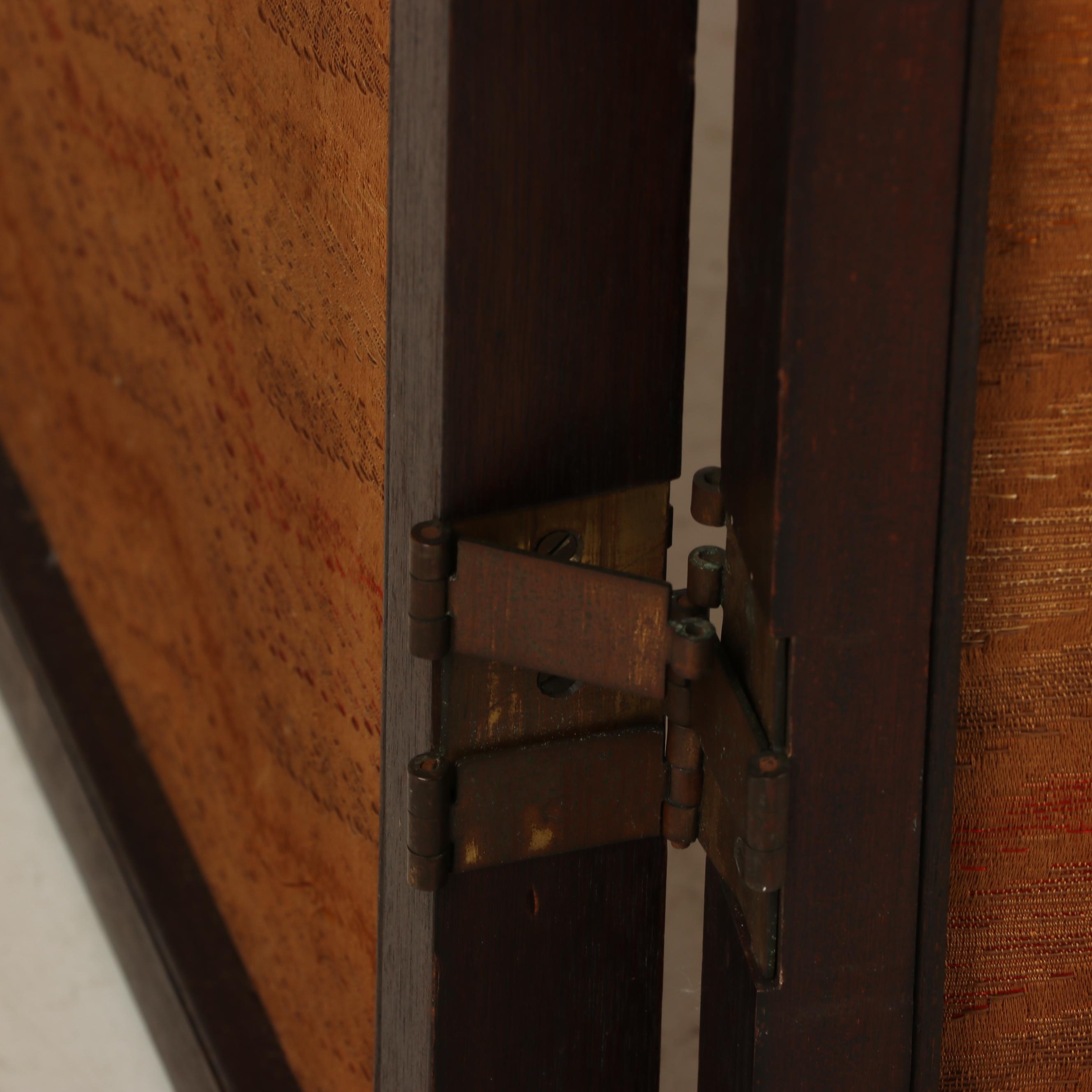 Chinese Embroidered Silk Three Panel Folding Screen