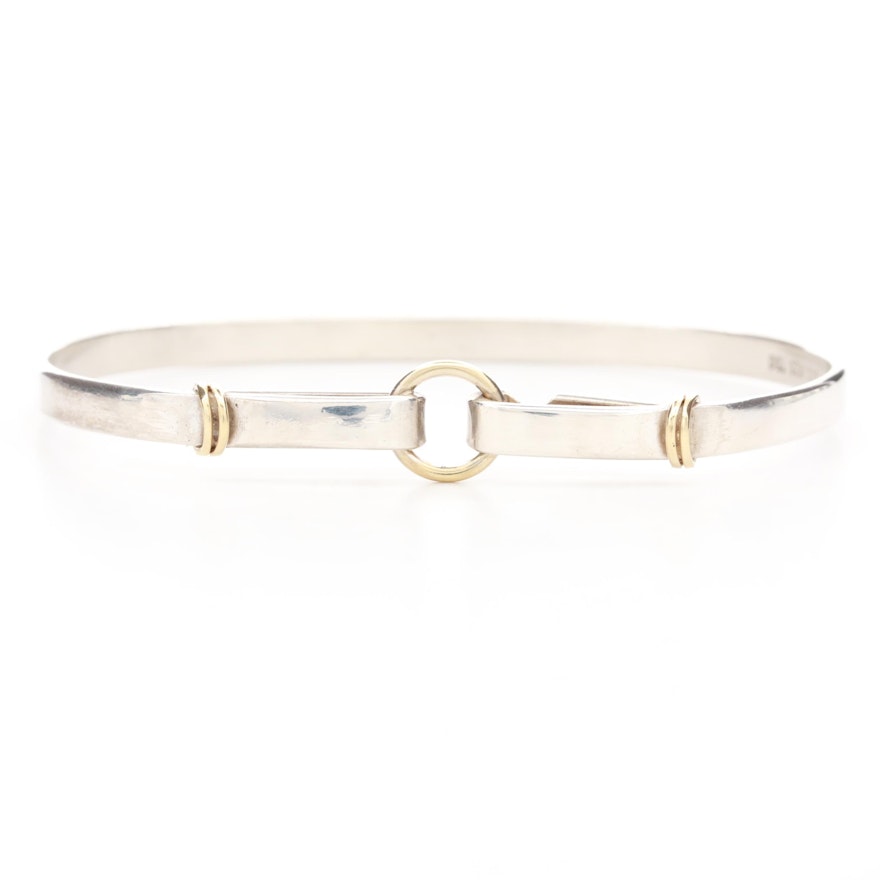 Tiffany & Co. Sterling Silver Bangle Bracelet With 18K Yellow Gold Accents