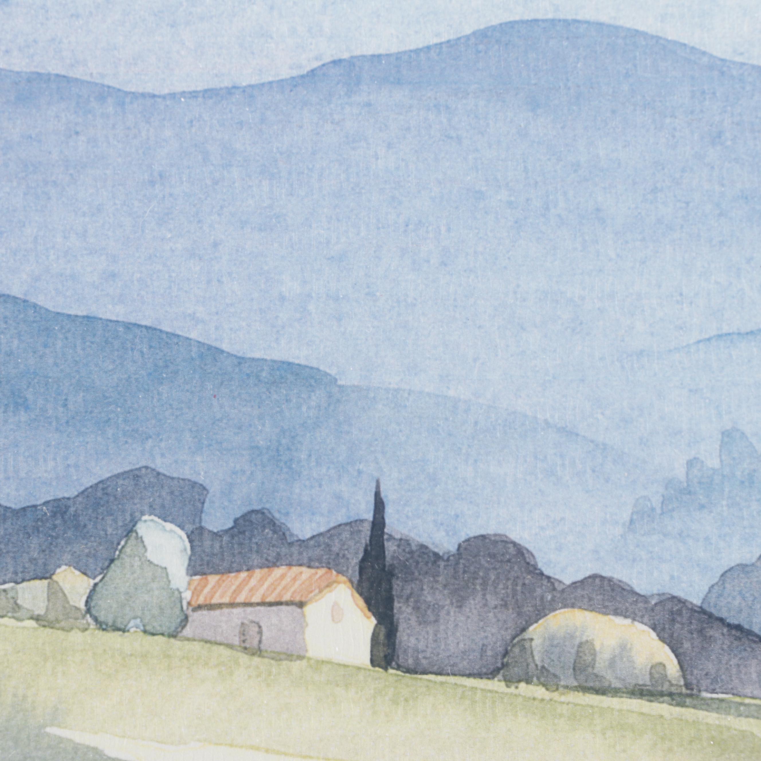 M. Castellani Watercolor Painting of Architectural Landscape