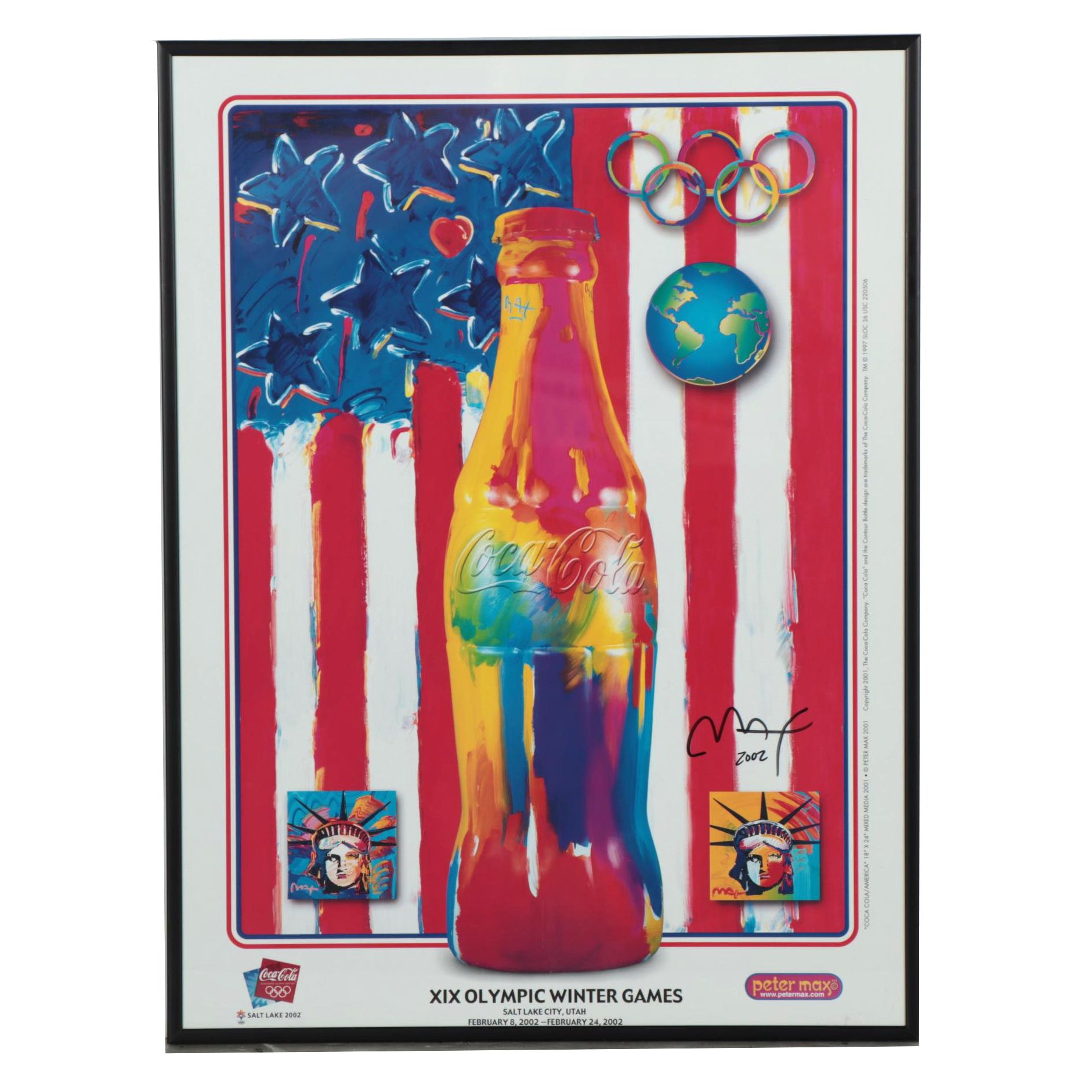 Peter Max 2002 Olympic Games Giclée Poster "Coca Cola/America"