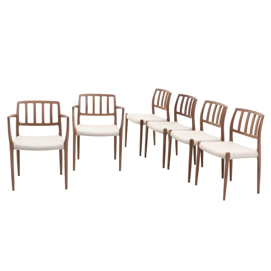 Six Danish Modern Teak Dining Chairs, by J.L. Moller Models, Denmark