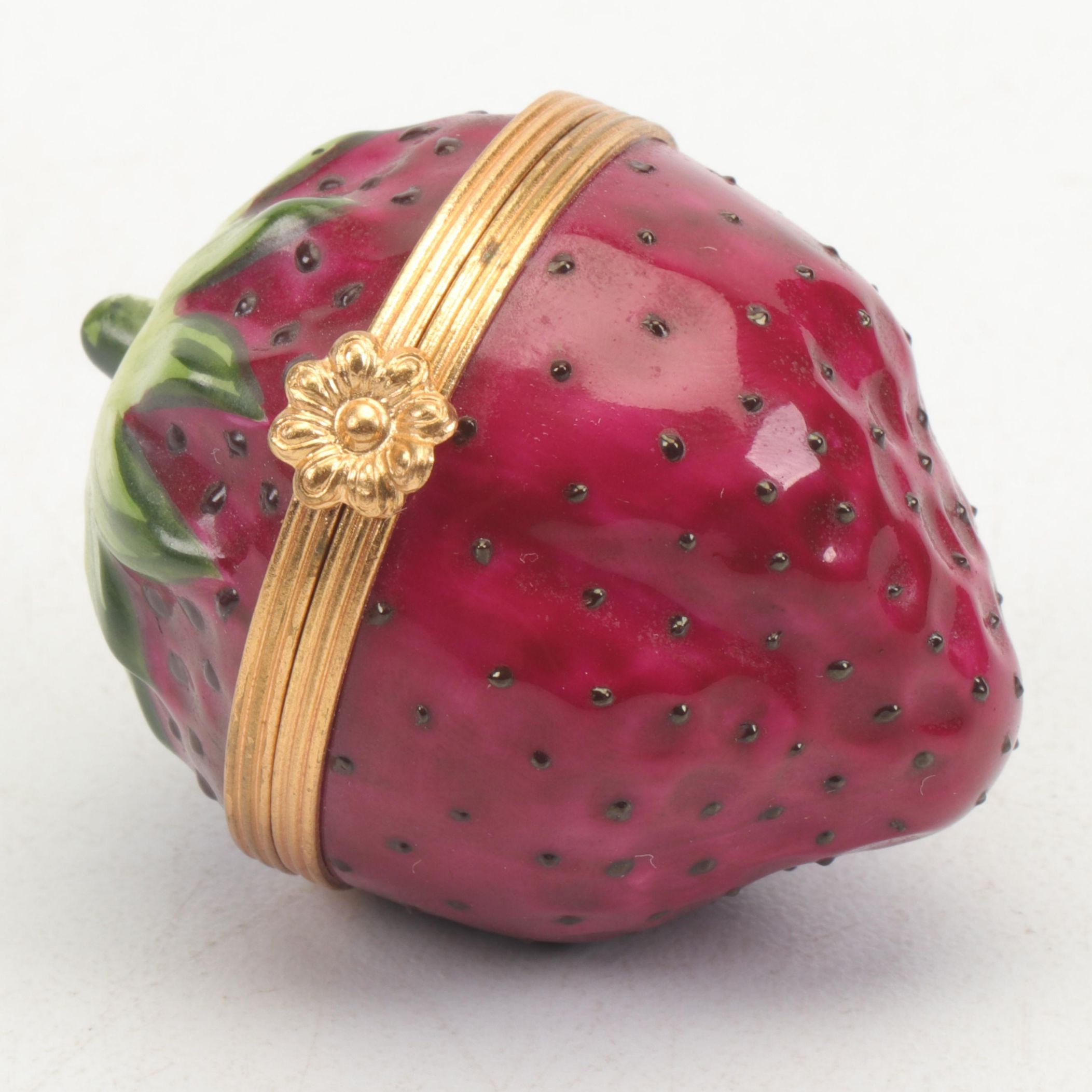 Tiffany Limoges Porcelain Hand-Painted Strawberry Trinket Box