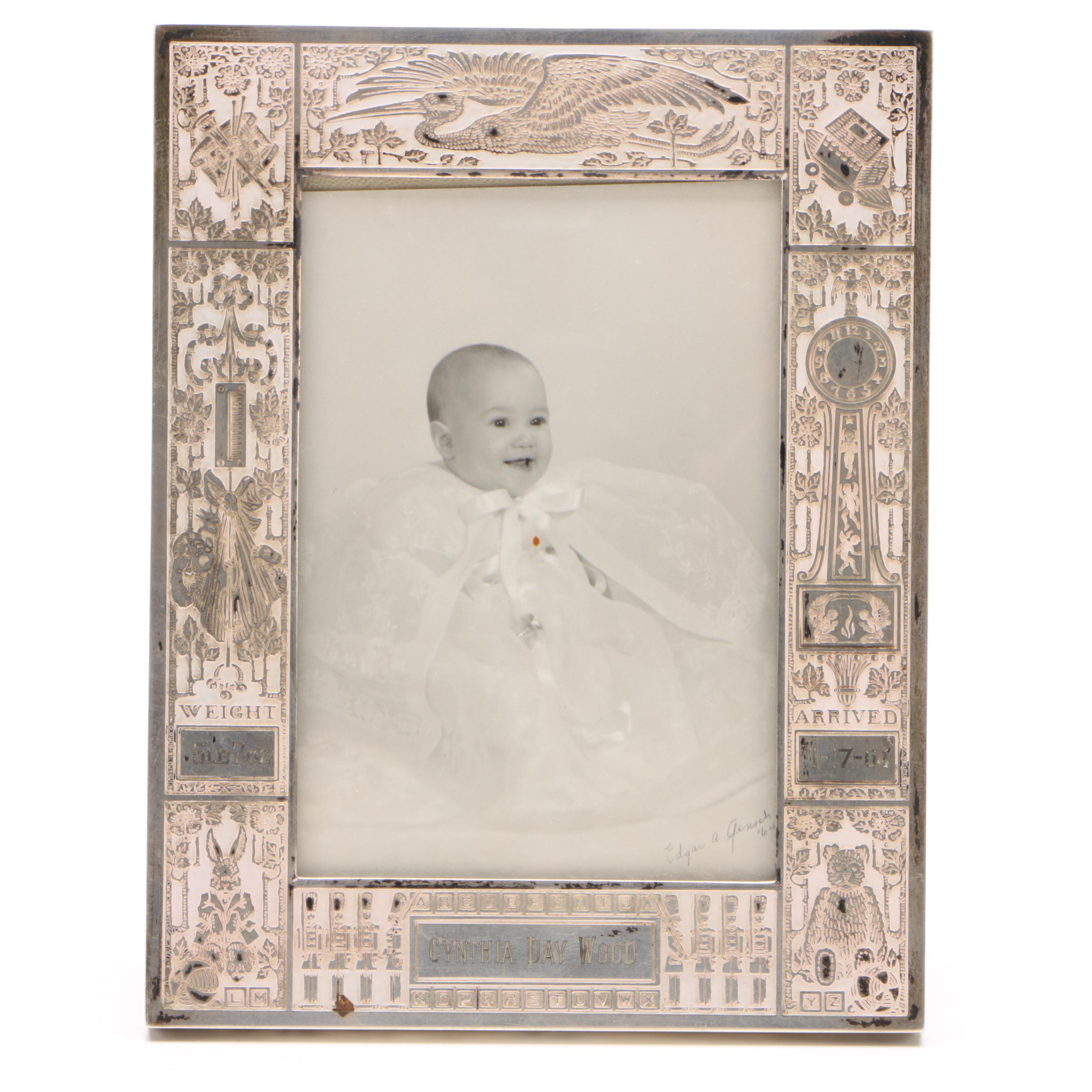 The Thome Co. Enameled Sterling Personalized Infant Photo Frame, 1964
