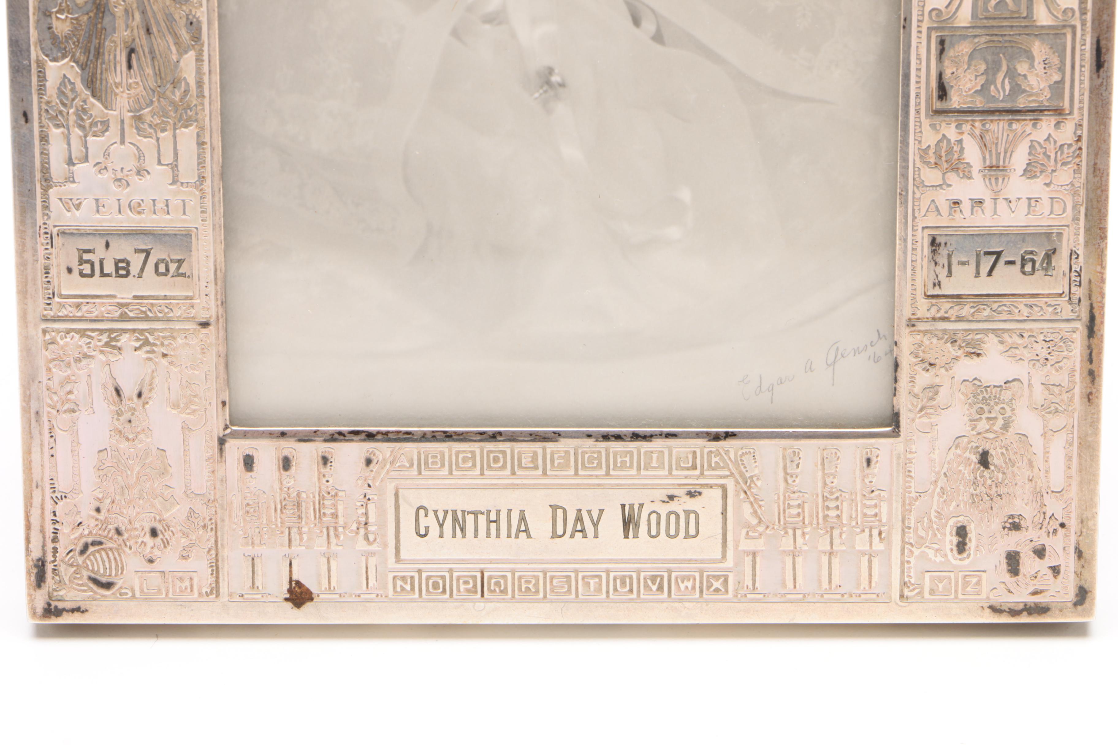 The Thome Co. Enameled Sterling Personalized Infant Photo Frame, 1964