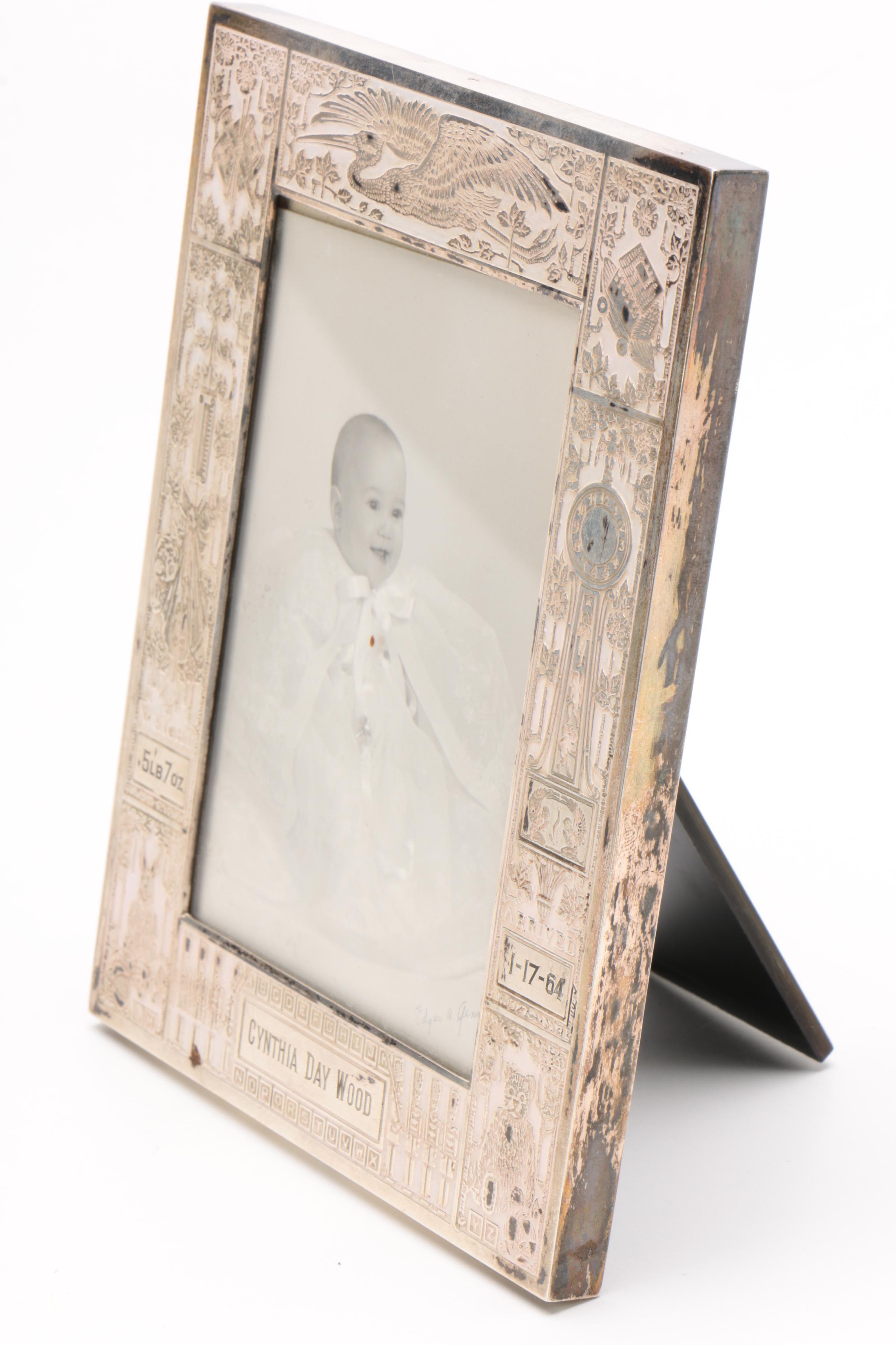 The Thome Co. Enameled Sterling Personalized Infant Photo Frame, 1964