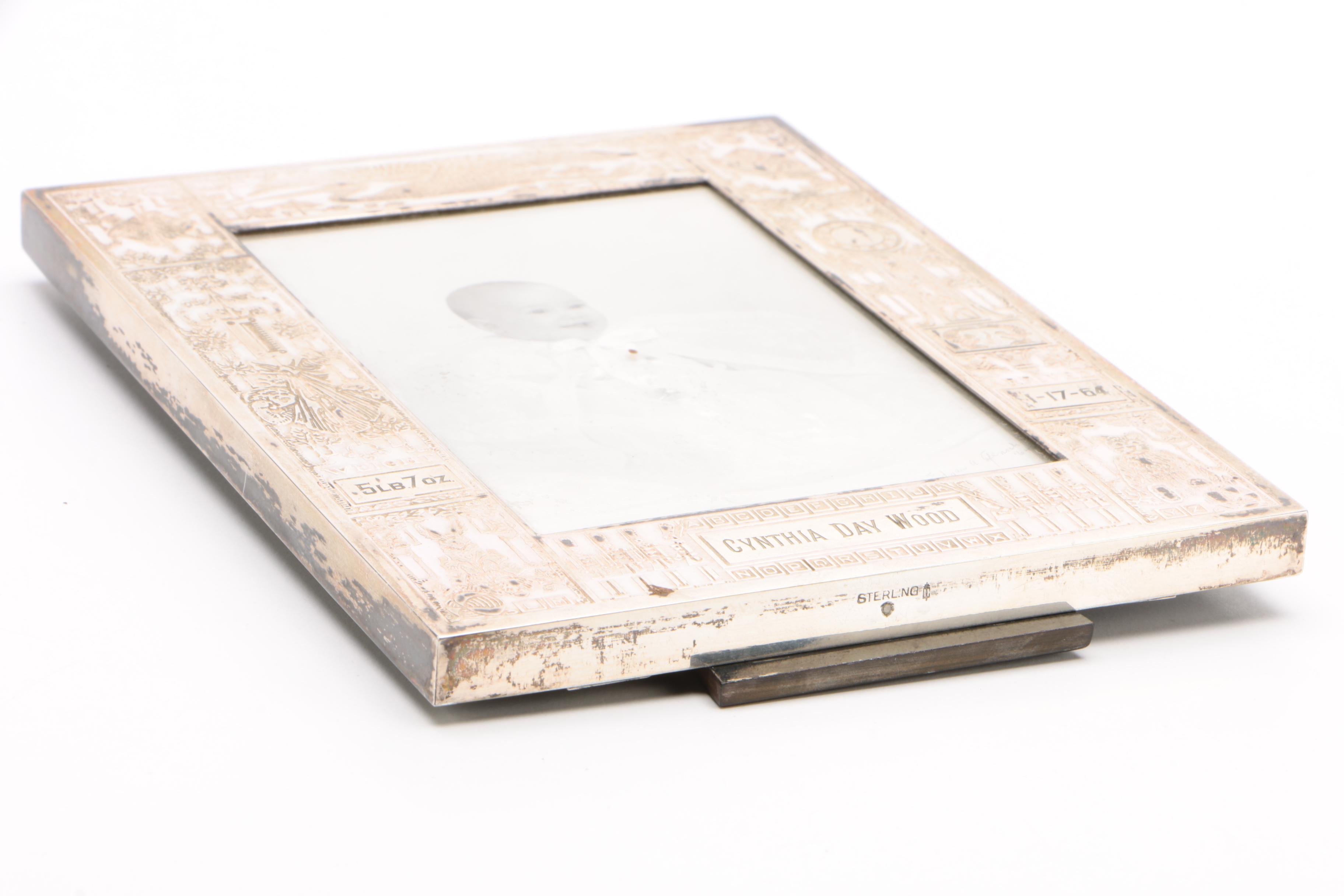 The Thome Co. Enameled Sterling Personalized Infant Photo Frame, 1964