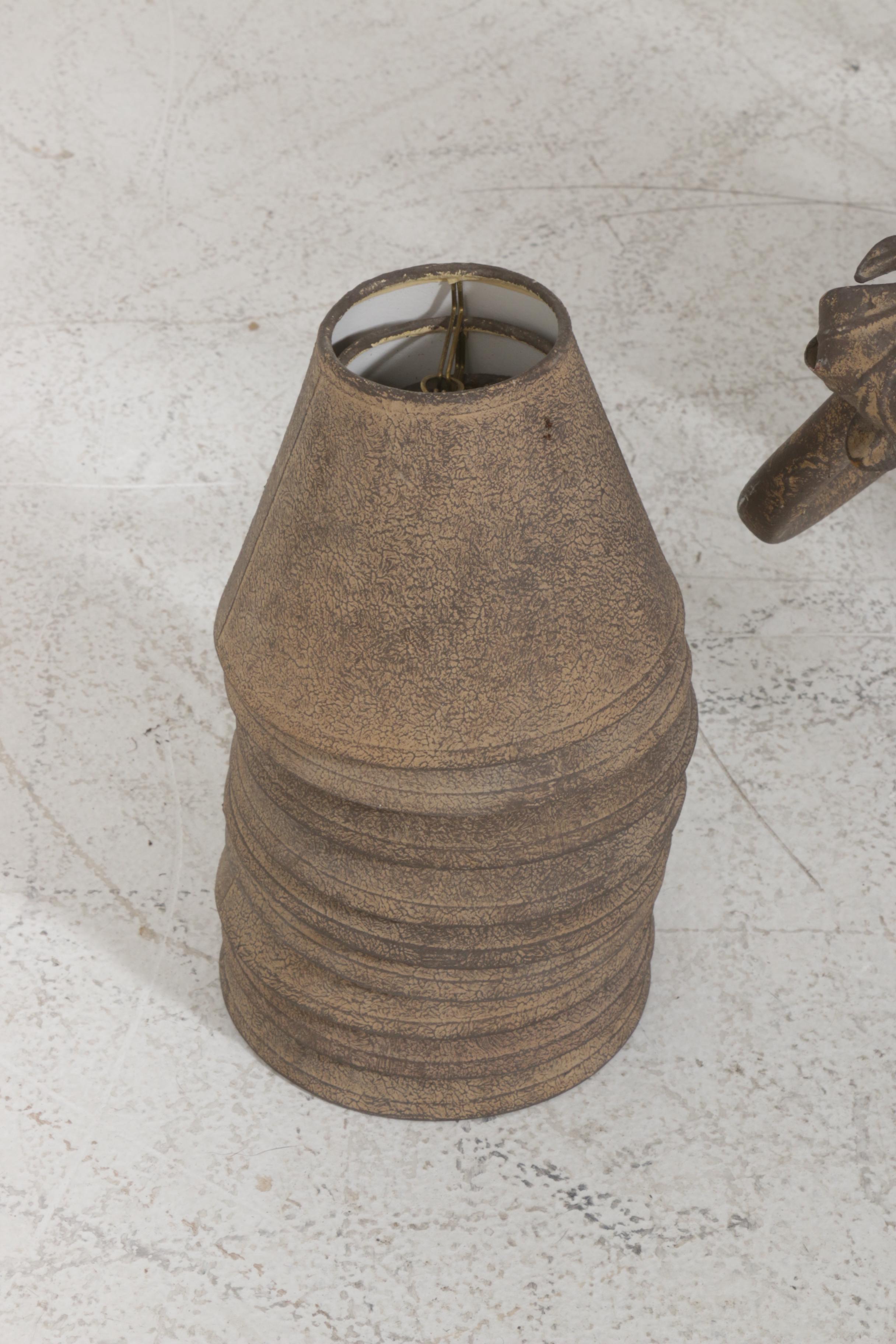 Antiqued Metal Nine-Arm Chandelier with Shades