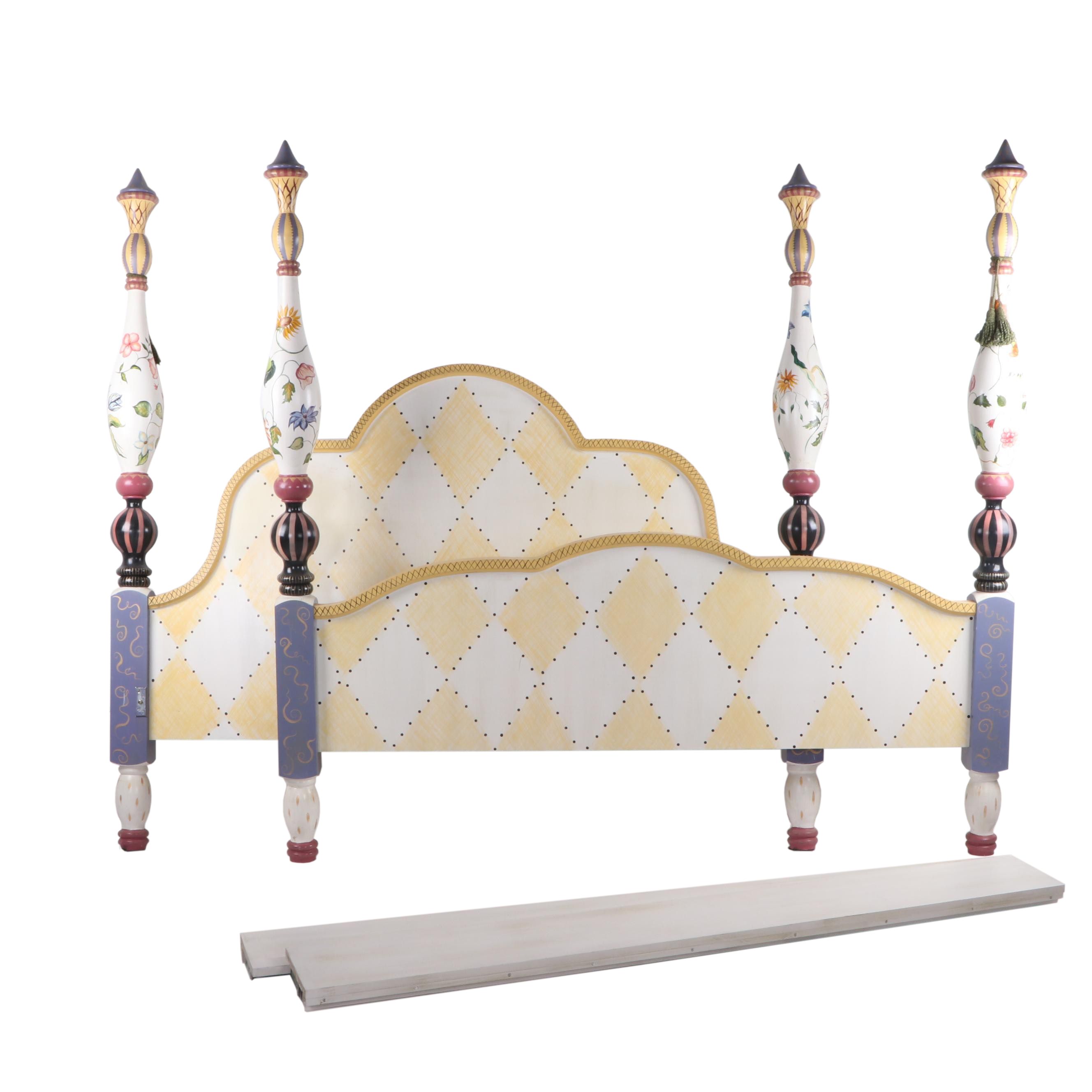 Stonehouse Farm Goods Hand-Painted Wood King Sized Bed Frame