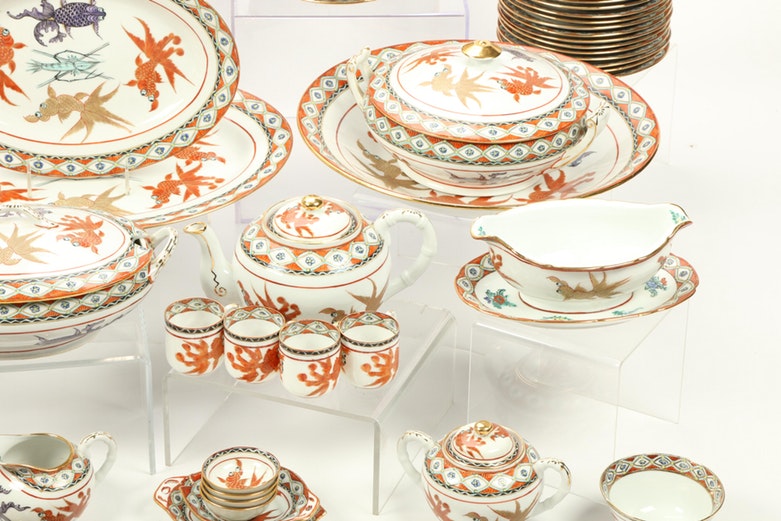 Chinese Porcelain Set of Dishes, Hand Painted