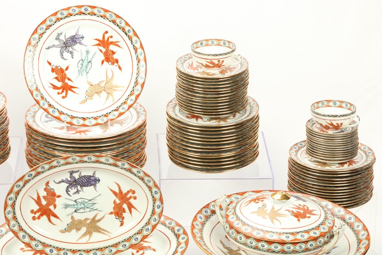 Chinese Porcelain Set of Dishes, Hand Painted