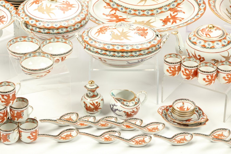 Chinese Porcelain Set of Dishes, Hand Painted