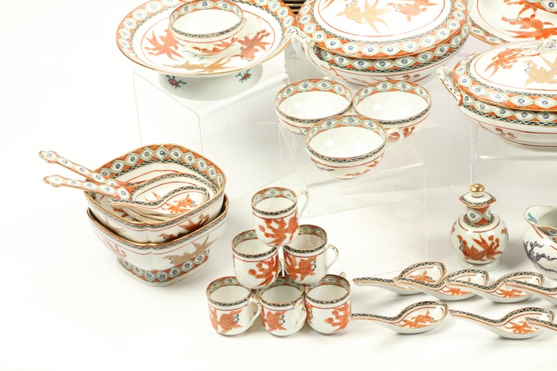 Chinese Porcelain Set of Dishes, Hand Painted