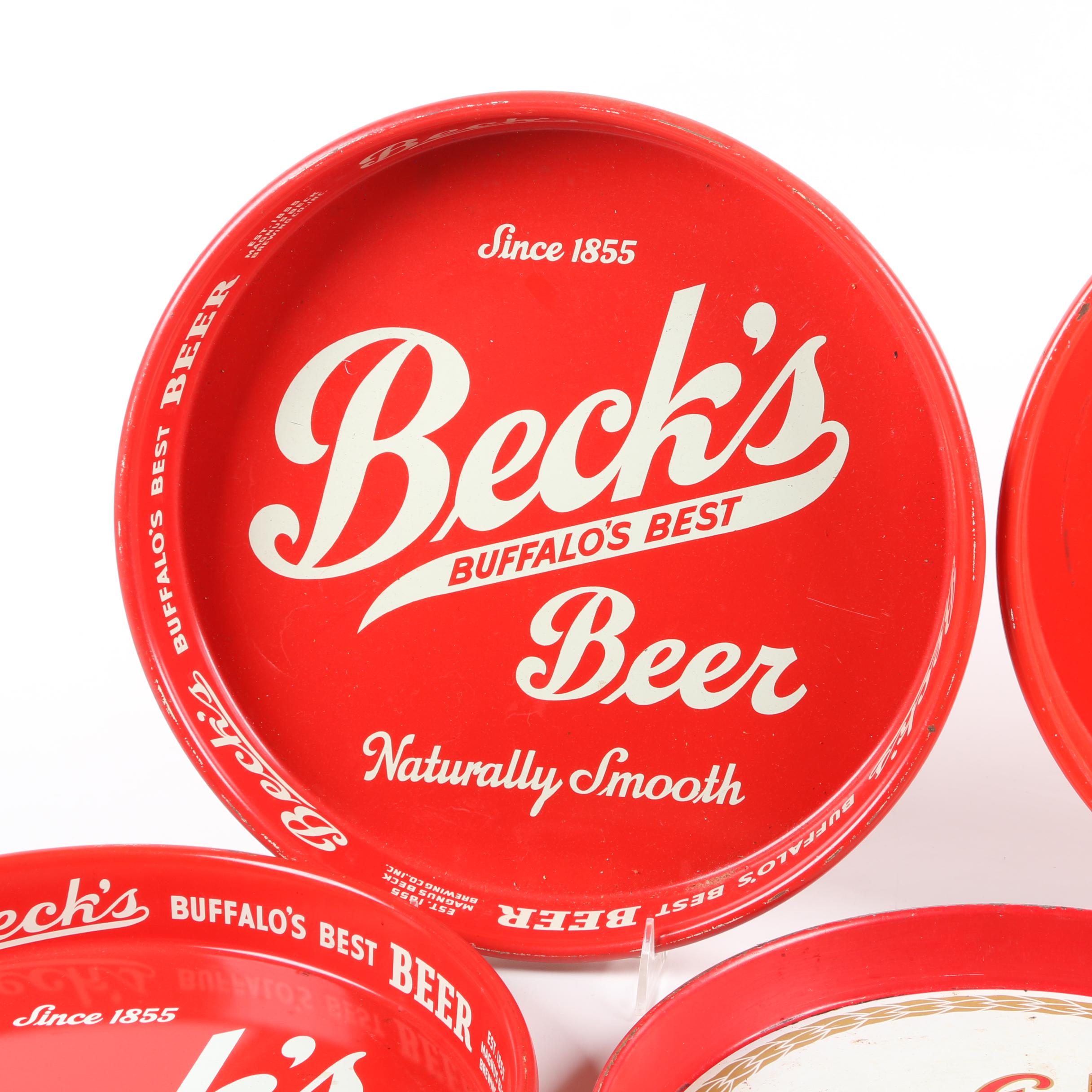 Enameled Tin Beer Serving Trays including West End Brewing Co. and Beck