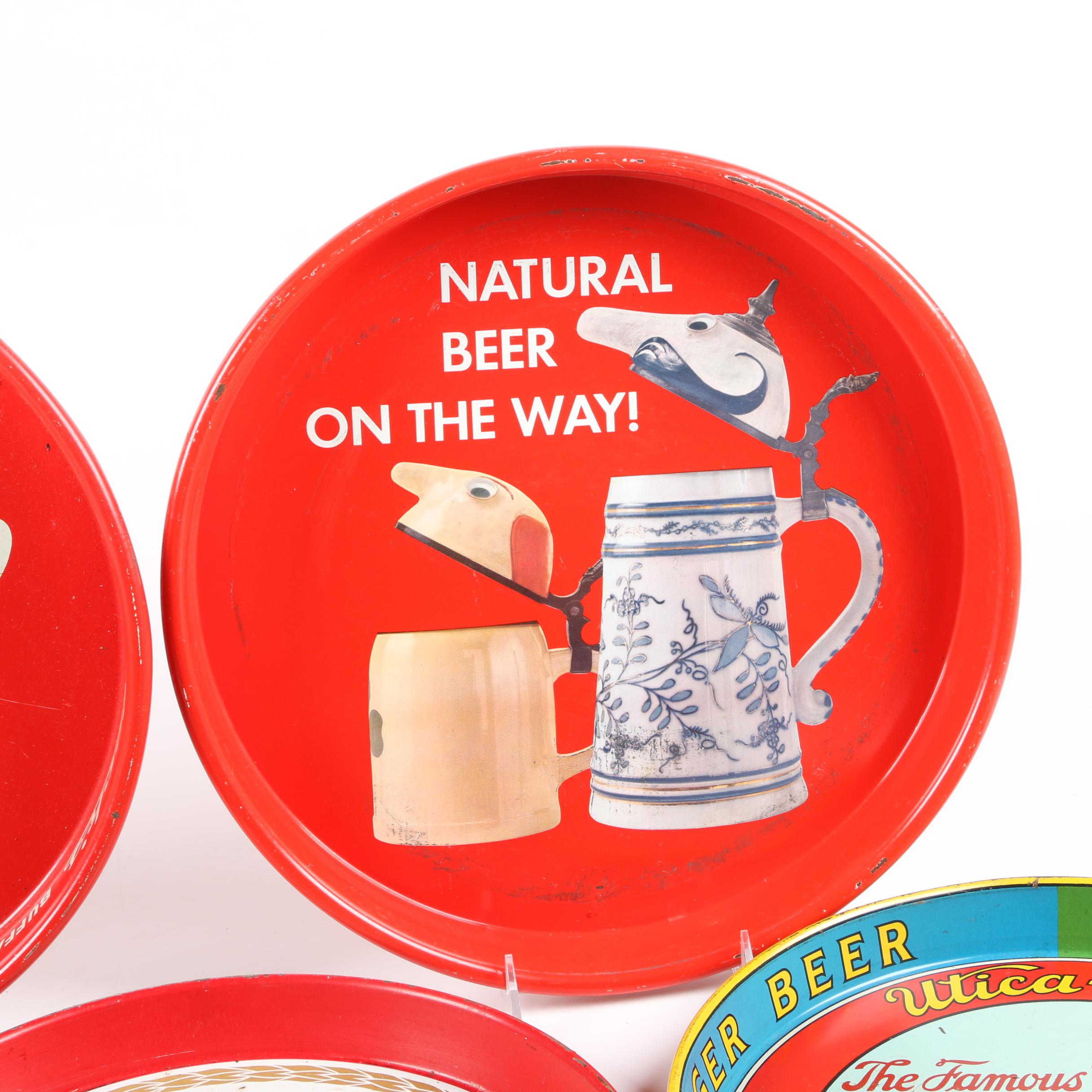 Enameled Tin Beer Serving Trays including West End Brewing Co. and Beck