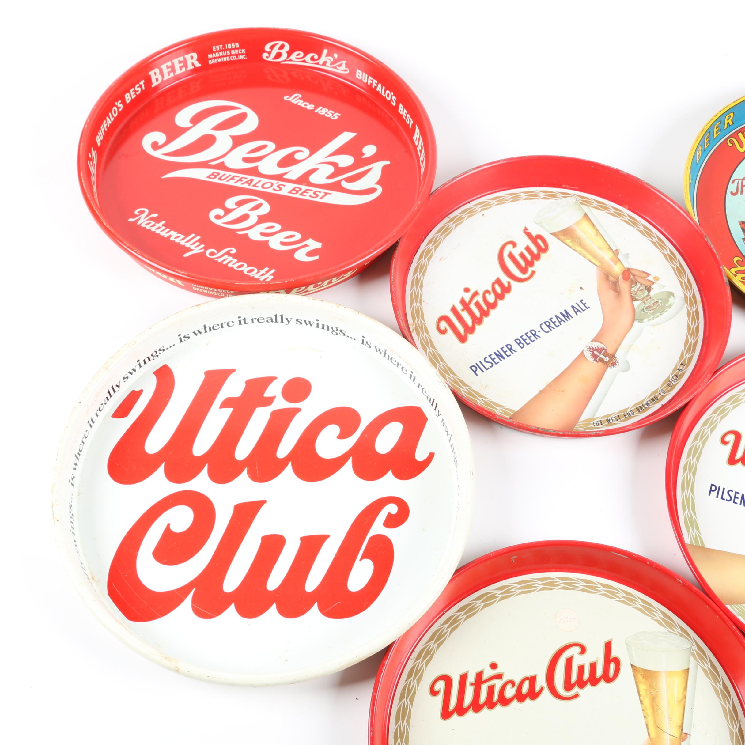 Enameled Tin Beer Serving Trays including West End Brewing Co. and Beck