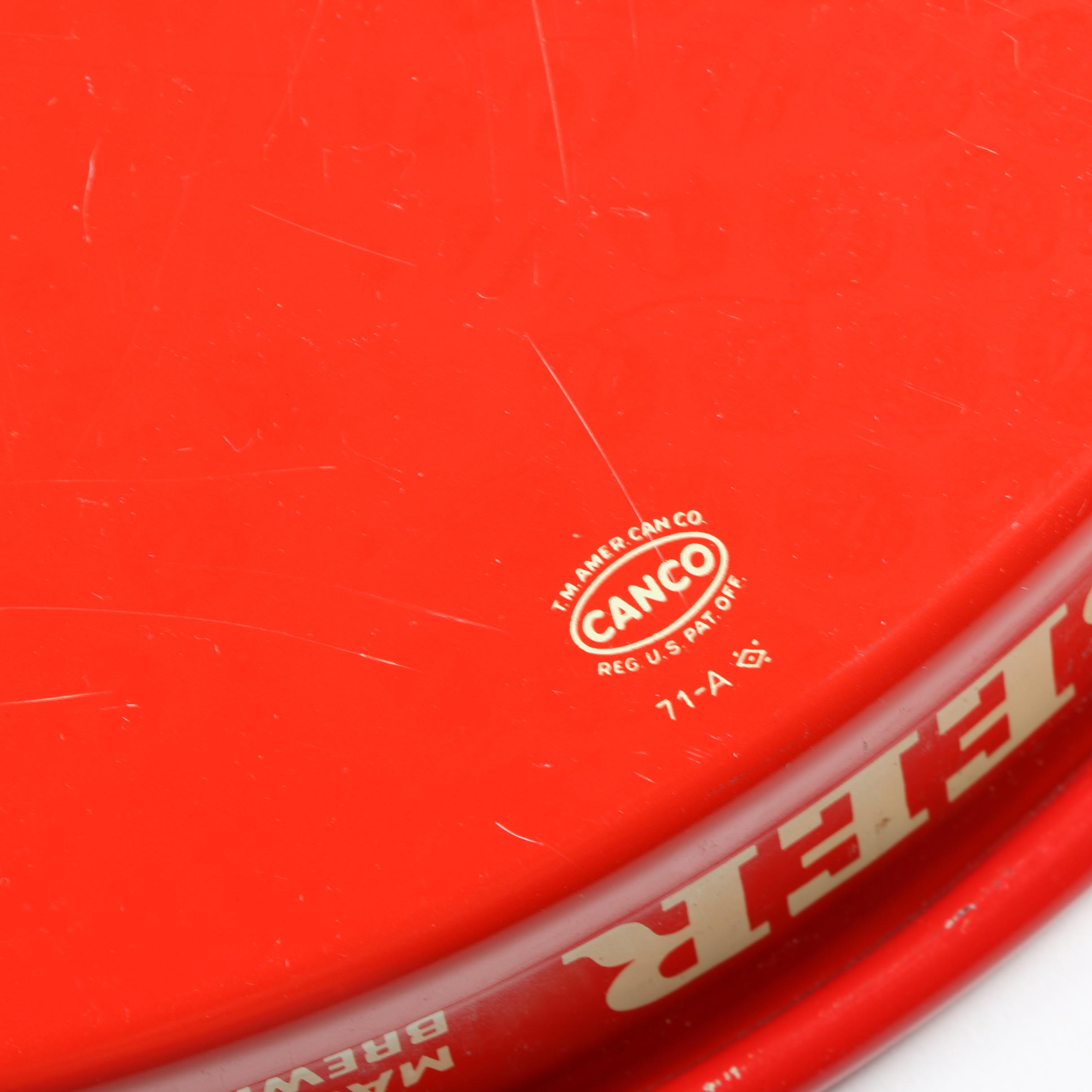 Enameled Tin Beer Serving Trays including West End Brewing Co. and Beck