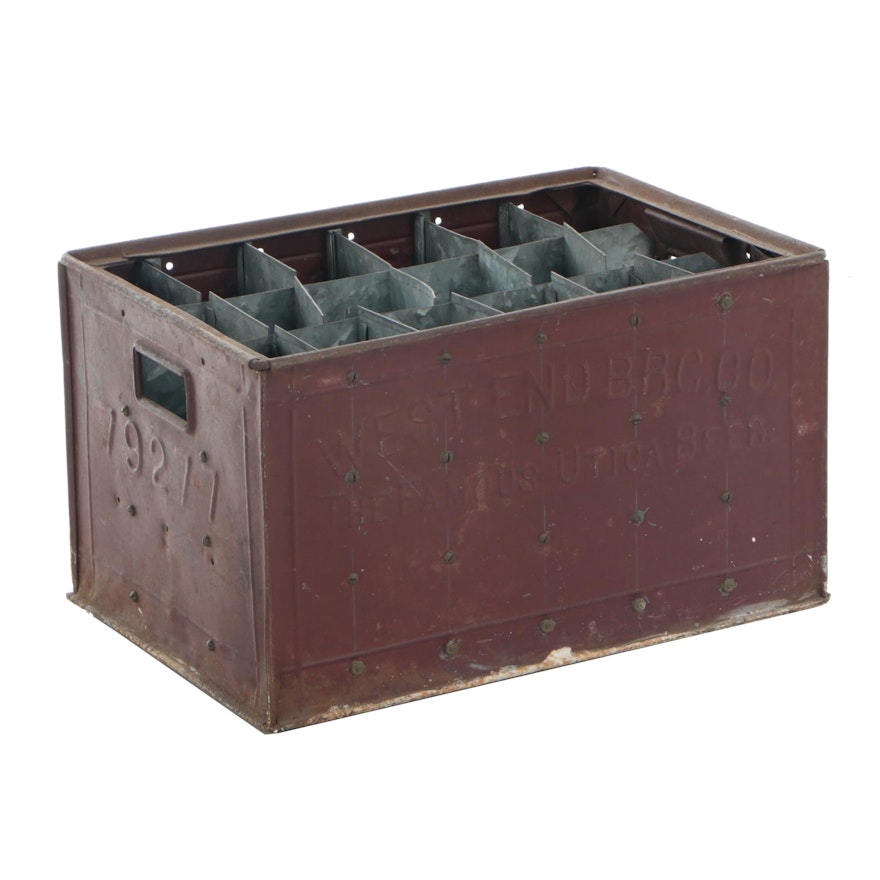 West End Brewing Company Steel Beer Bottle Delivery Crate, Vintage