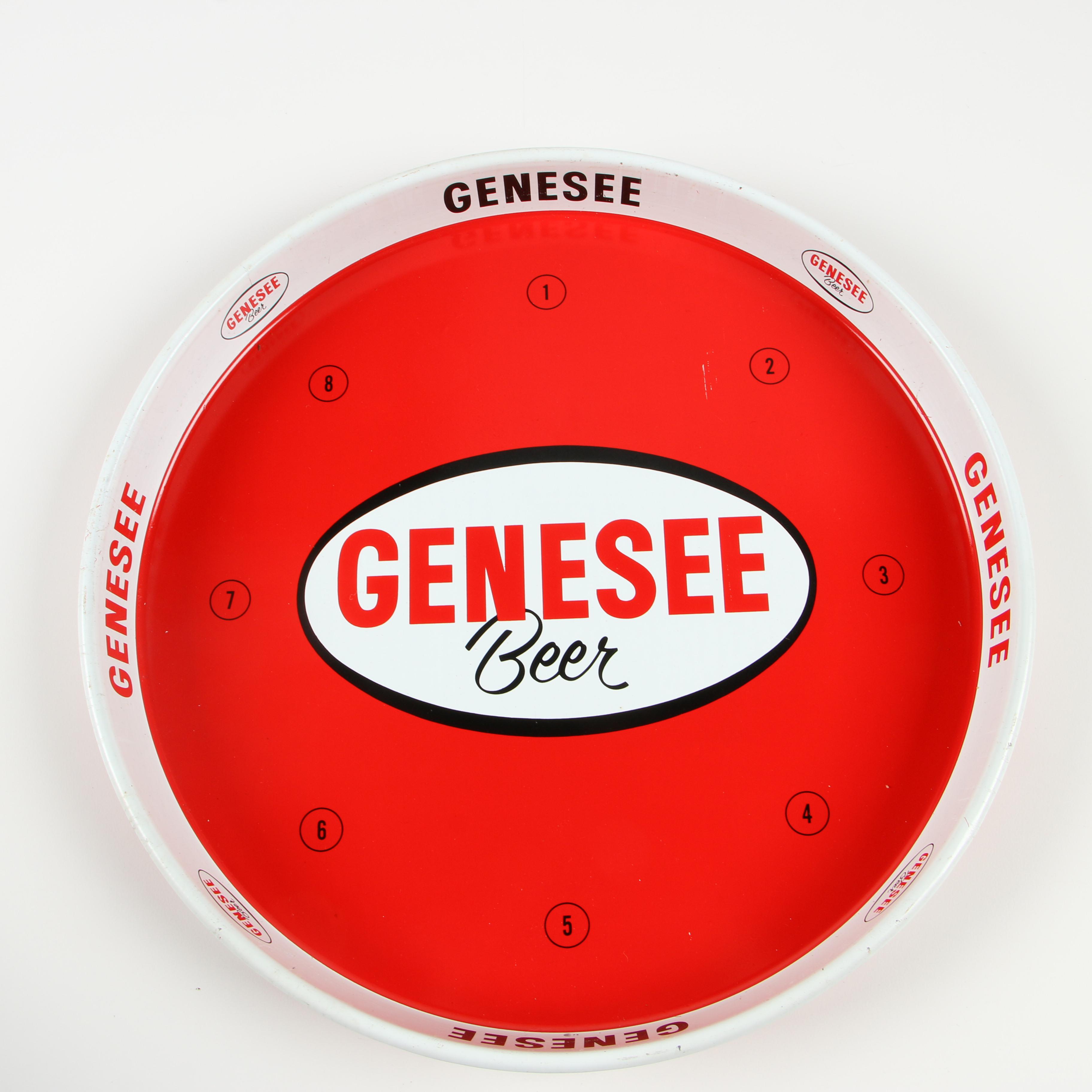 Enameled Tin Beer Serving Trays including Genesee and Utica Club