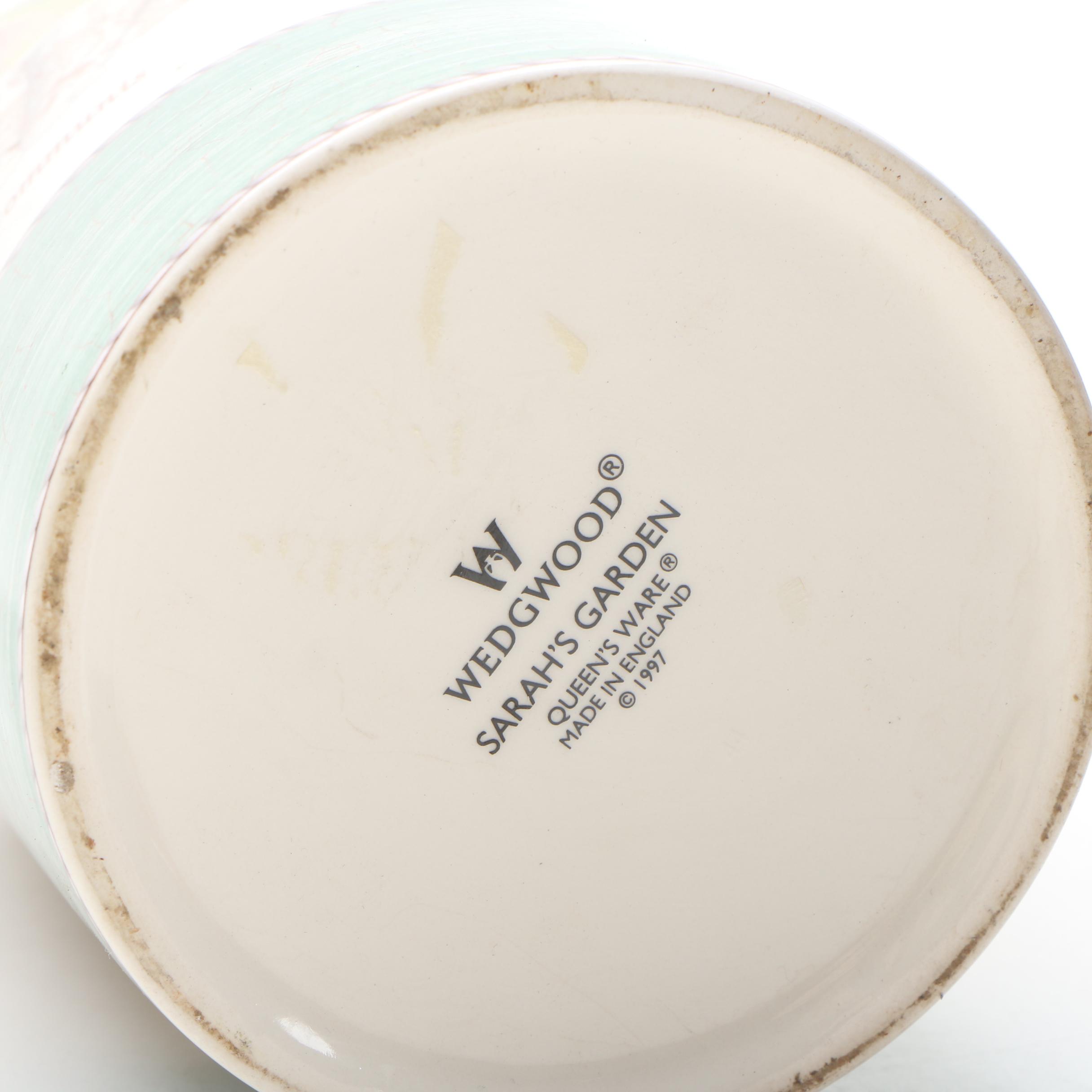 Mikasa "Fruit Panorama" Cups and Saucers with Wedgwood "Sarah's Garden" Canister