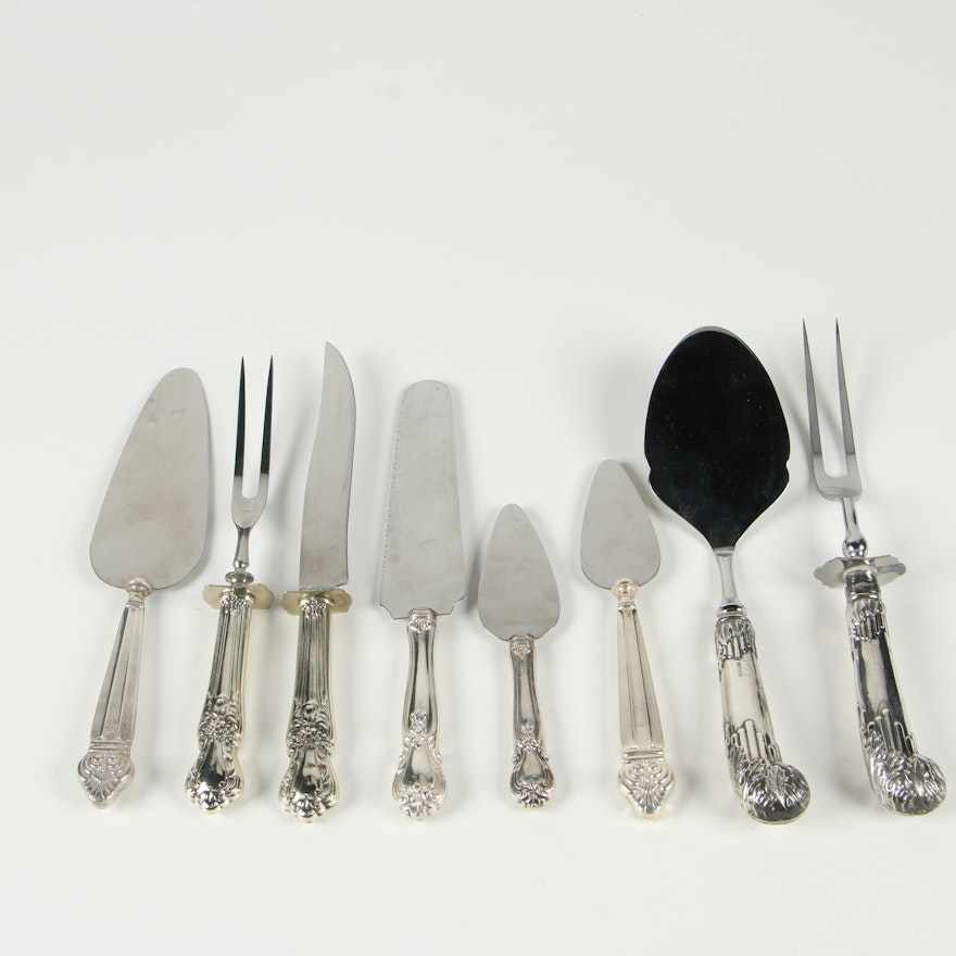 Geo. Luxner & Sons Sterling Silver Handled Carving Knife and Fork, and More