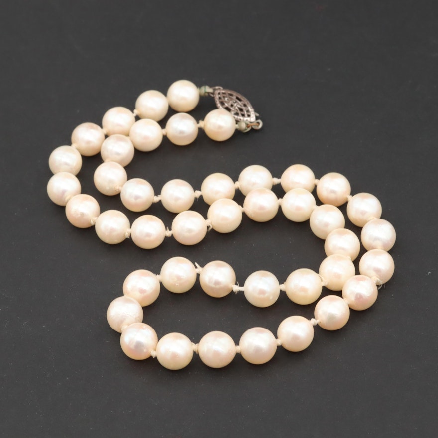 Sterling Silver Cultured Pearl Strand Necklace