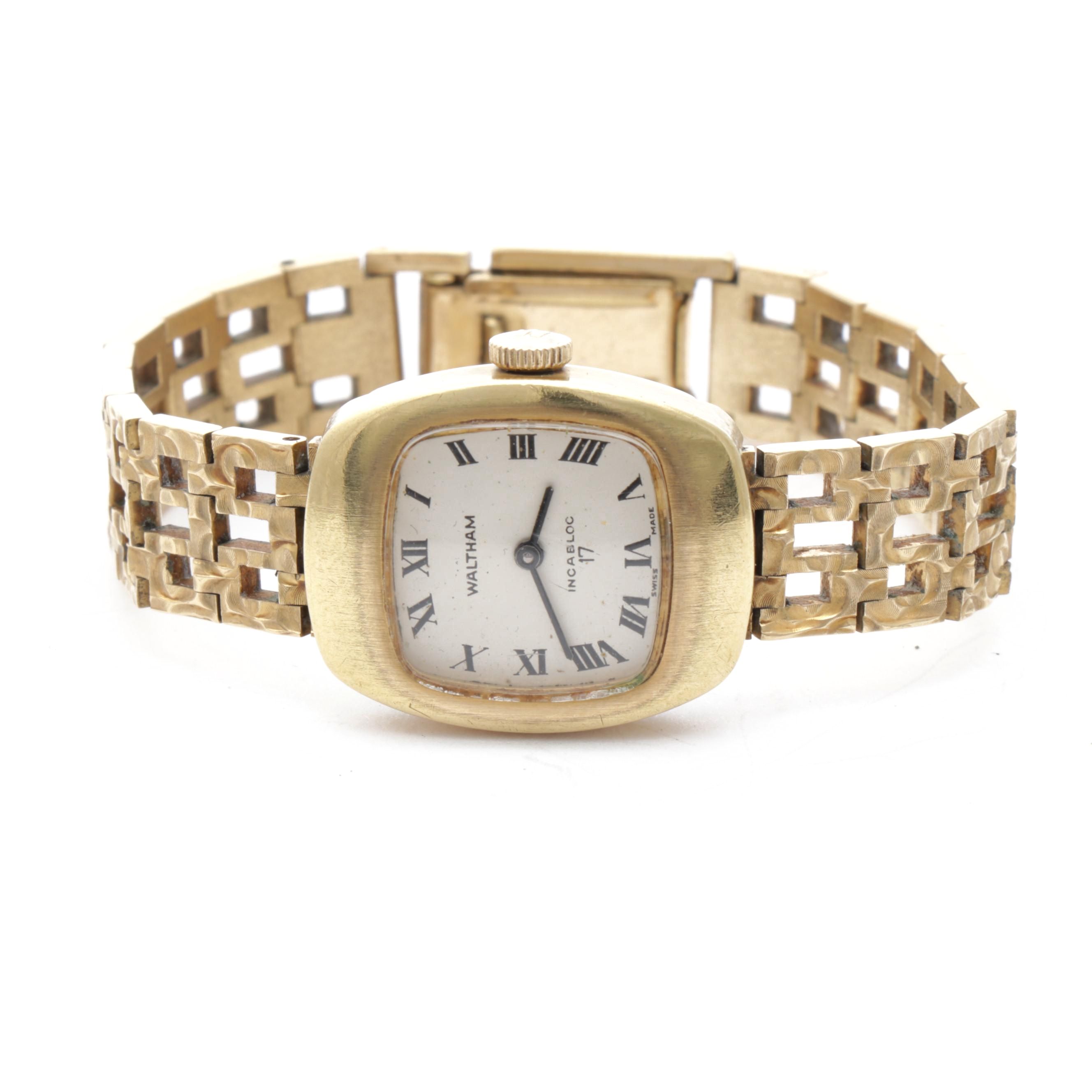 Waltham "Incabloc" 17 Jewel Brutalist Style Vintage Swiss Watch