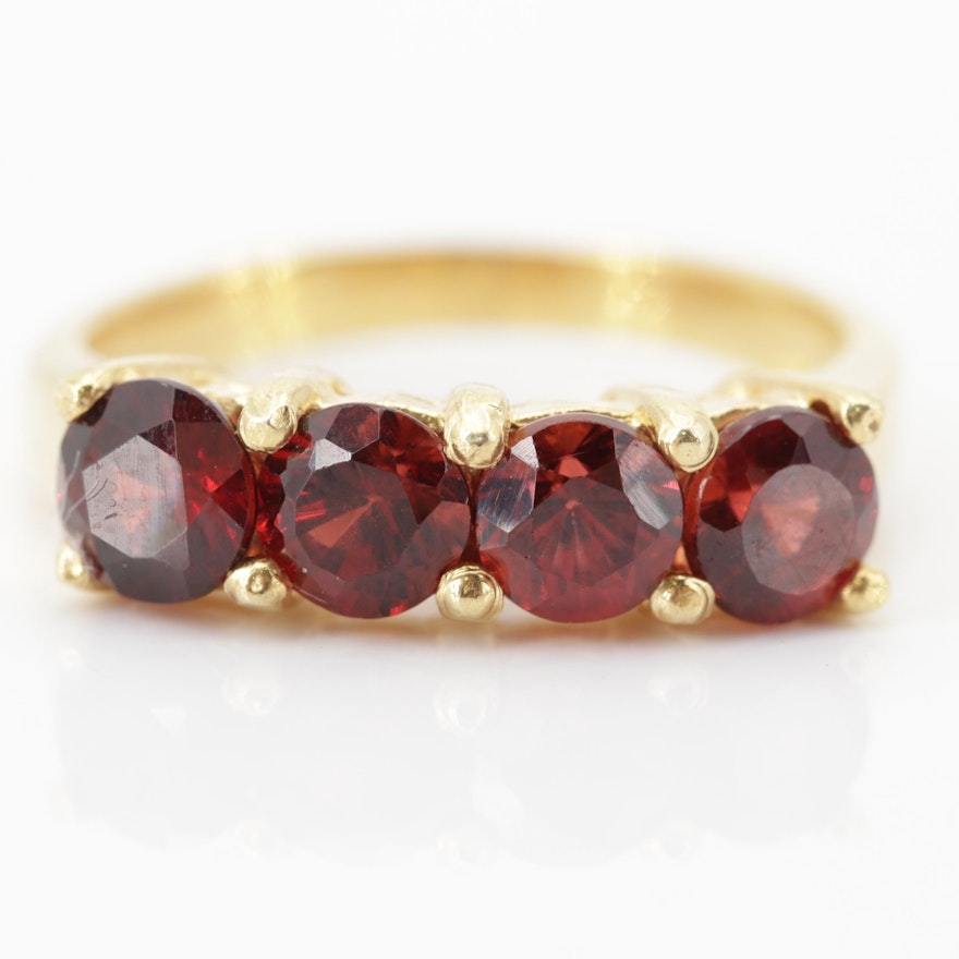 Gold Wash Over Sterling Silver 2.64 CTW Garnet Ring