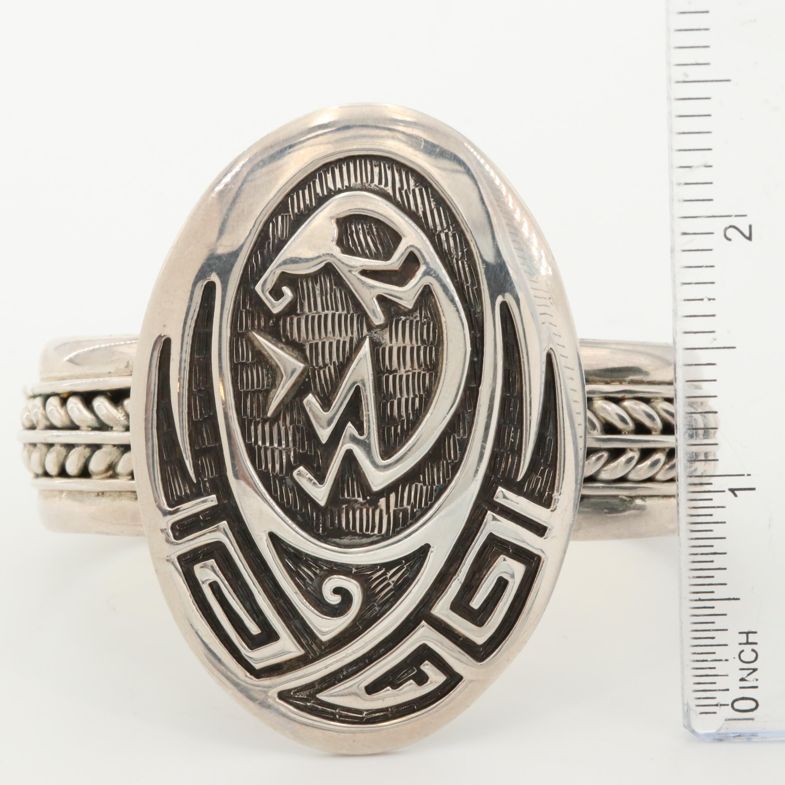 Dorothy Chavez Kewa and Artie Yellowhorse Navajo Diné Sterling Cuff Bracelet