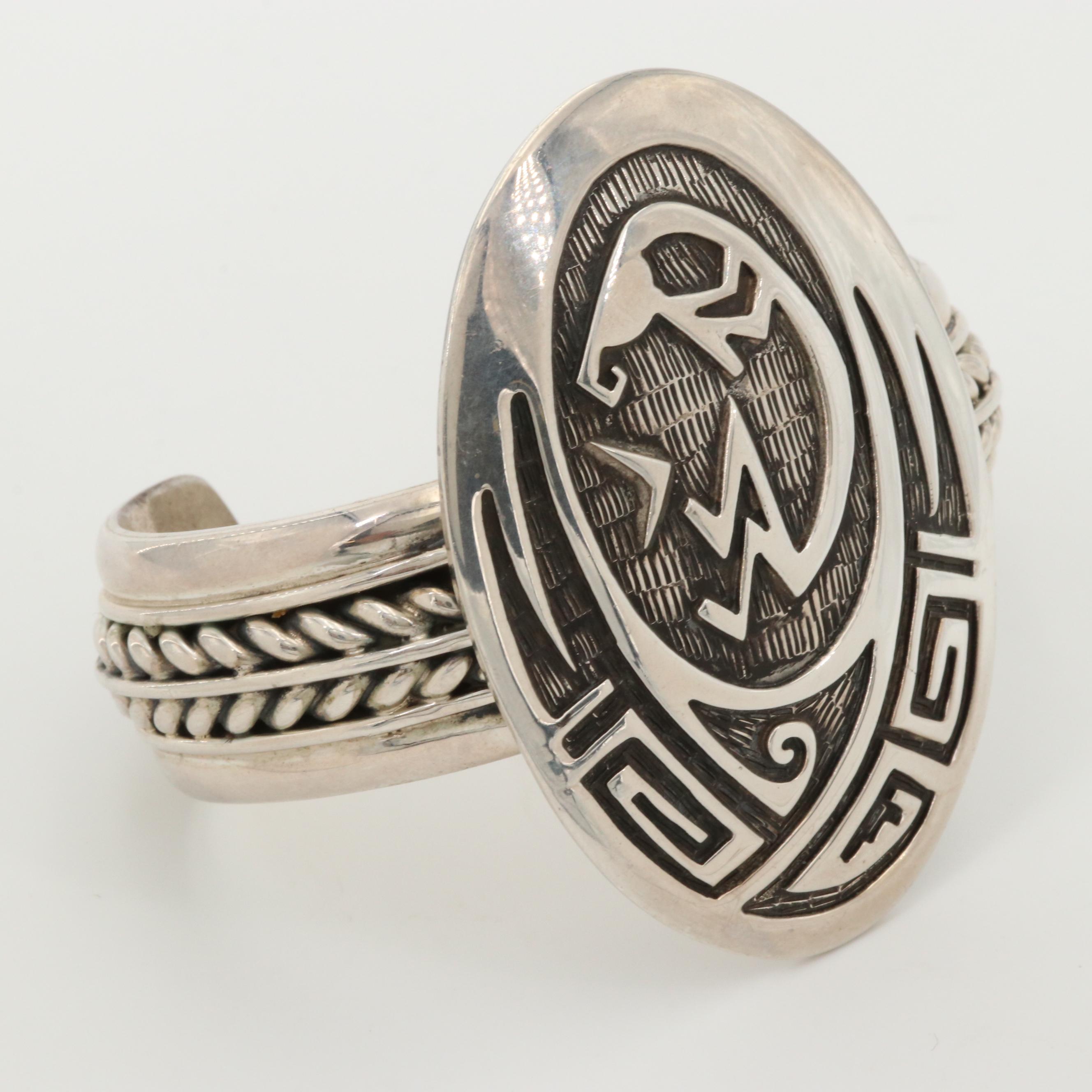 Dorothy Chavez Kewa and Artie Yellowhorse Navajo Diné Sterling Cuff Bracelet