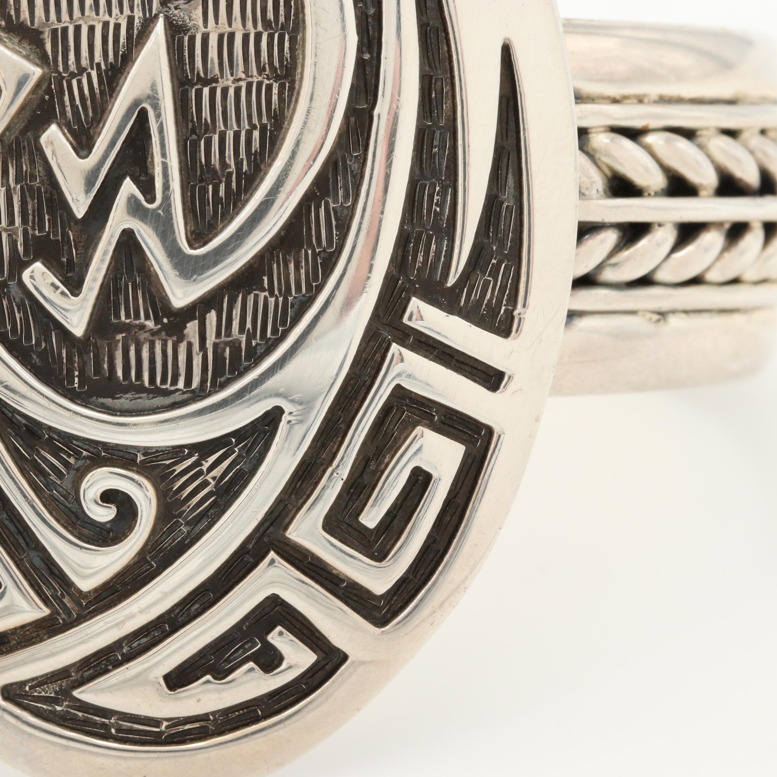 Dorothy Chavez Kewa and Artie Yellowhorse Navajo Diné Sterling Cuff Bracelet