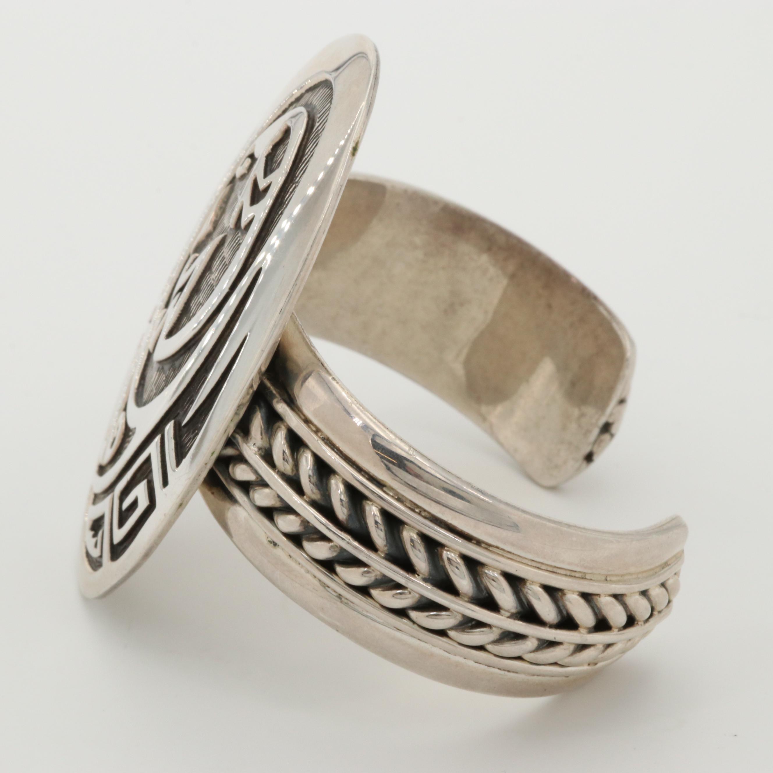 Dorothy Chavez Kewa and Artie Yellowhorse Navajo Diné Sterling Cuff Bracelet