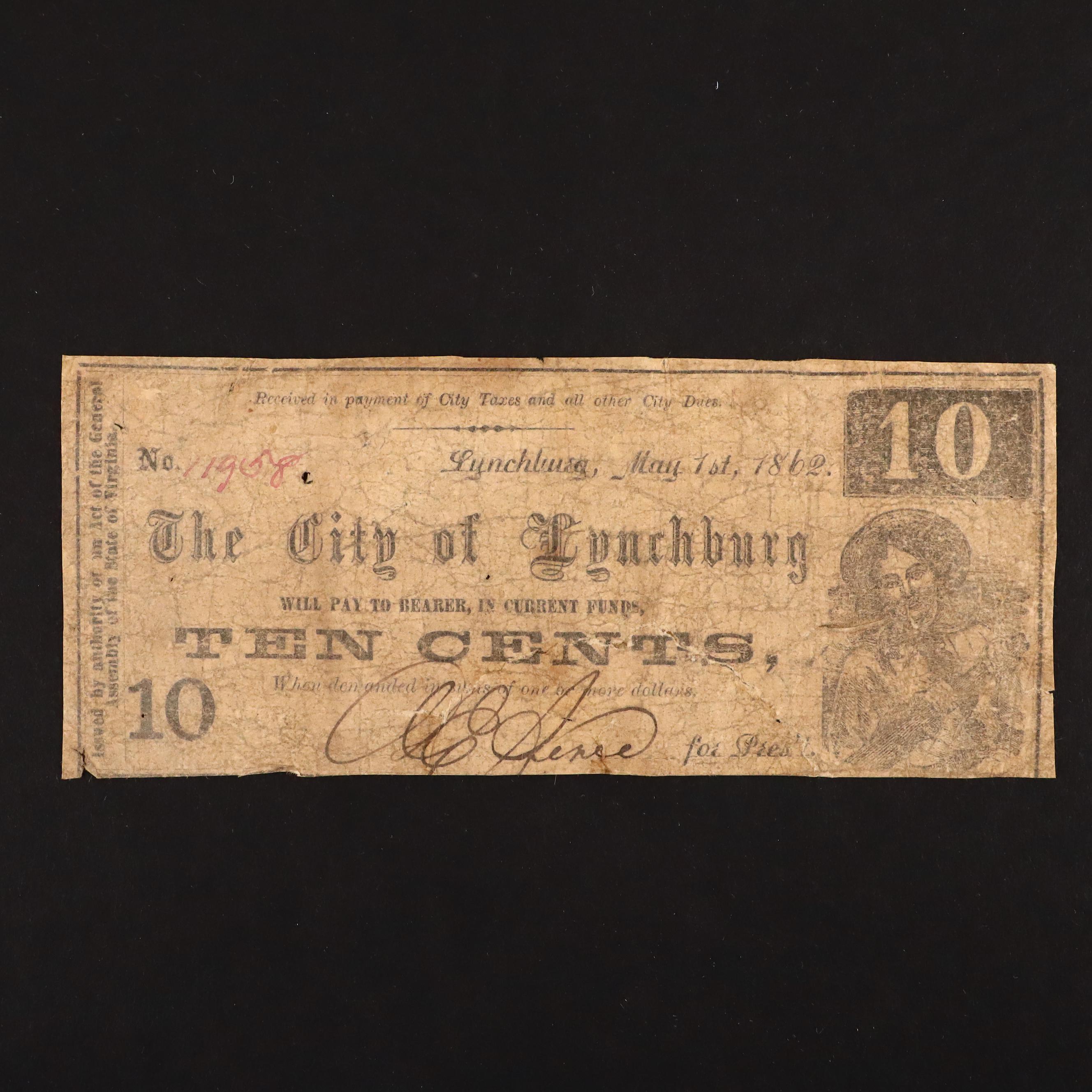 Seven Different Circa 1860 Obsolete Currency Notes