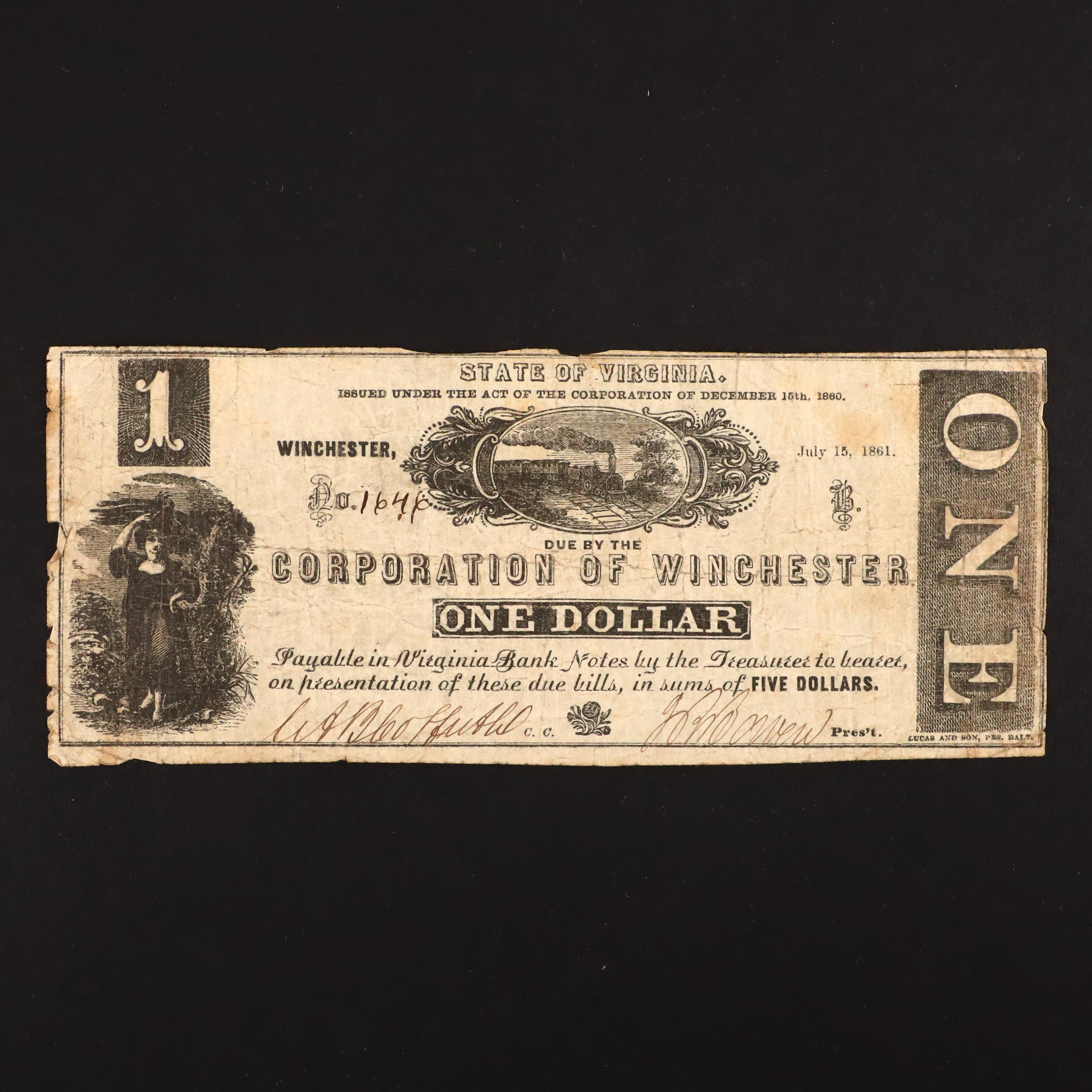 Seven Different Circa 1860 Obsolete Currency Notes