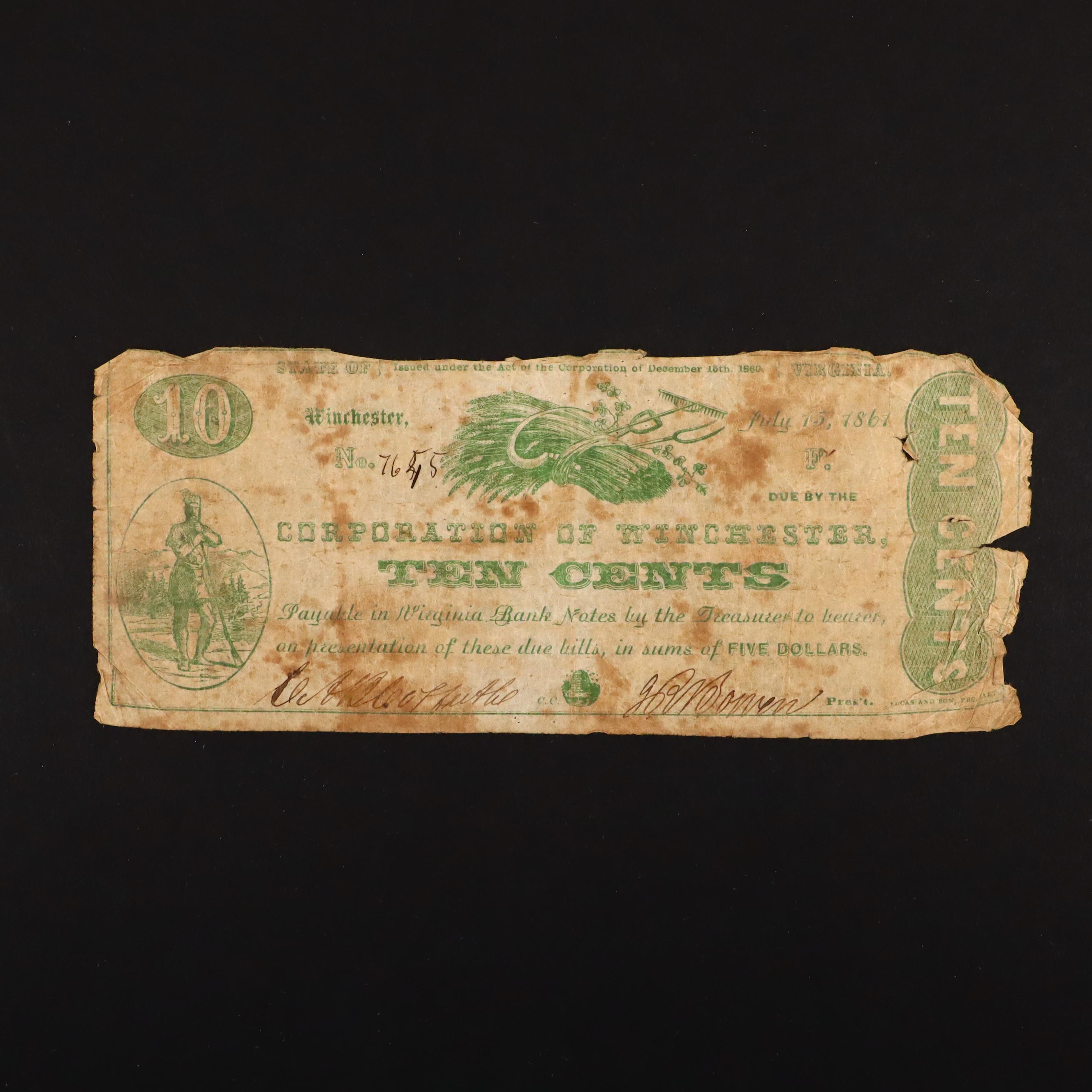 Seven Different Circa 1860 Obsolete Currency Notes