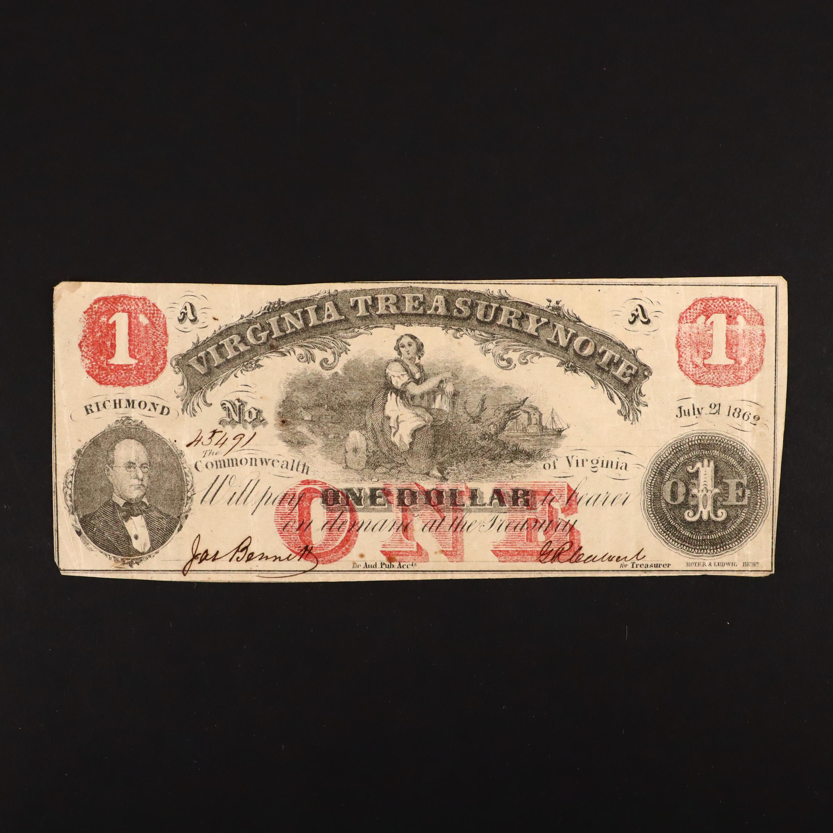 Seven Different Circa 1860 Obsolete Currency Notes