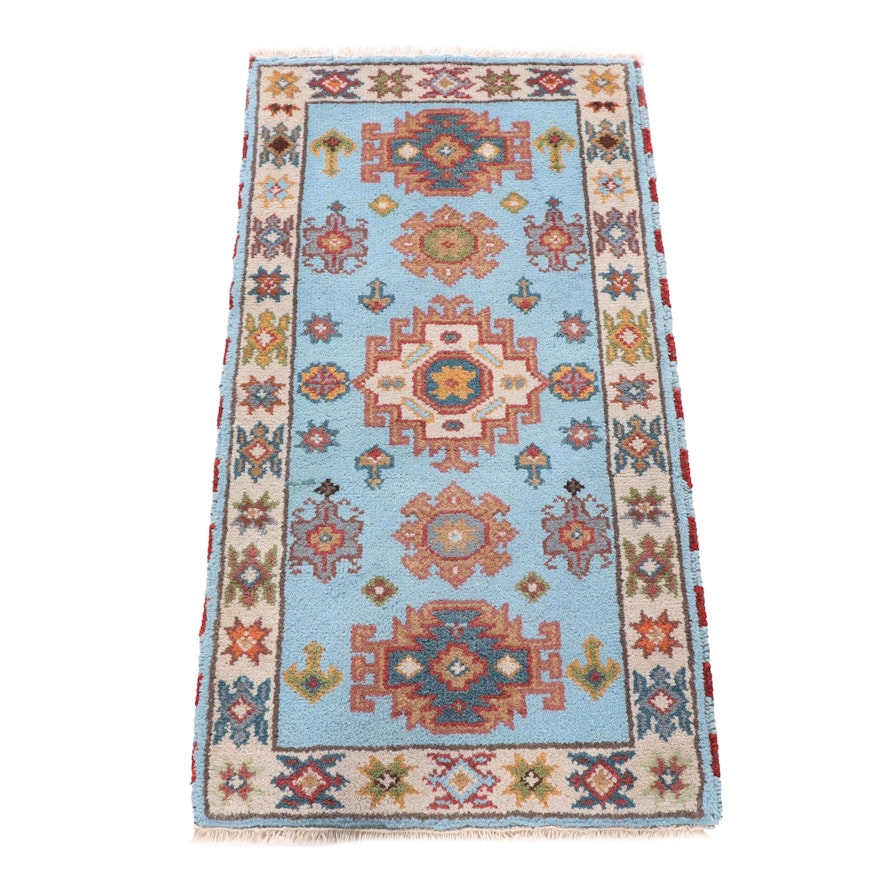 Hand-Knotted Indian Kazak Wool Rug