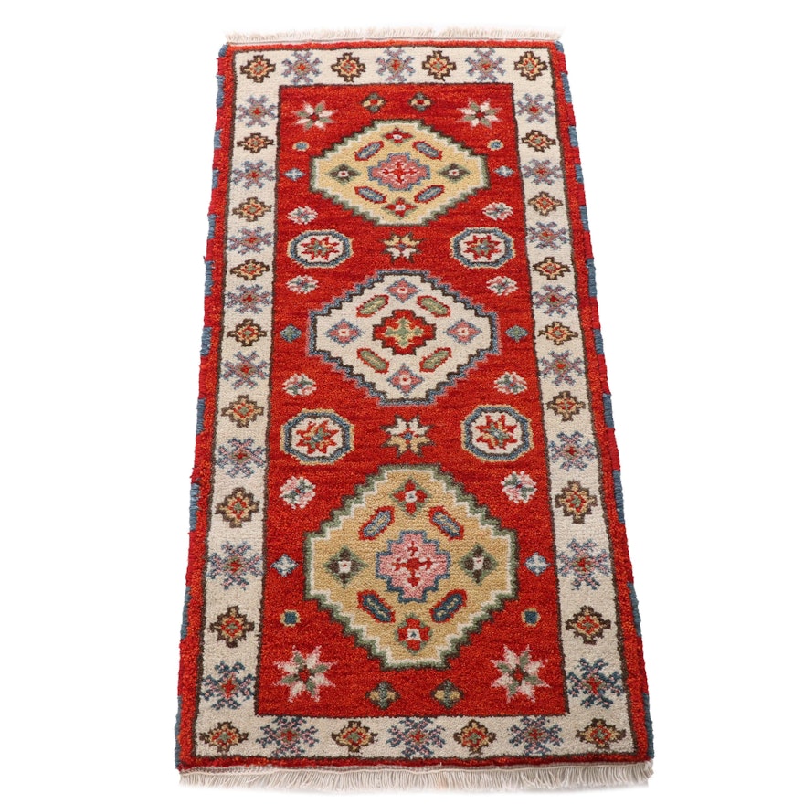 Hand-Knotted Indian Kazak Wool Rug
