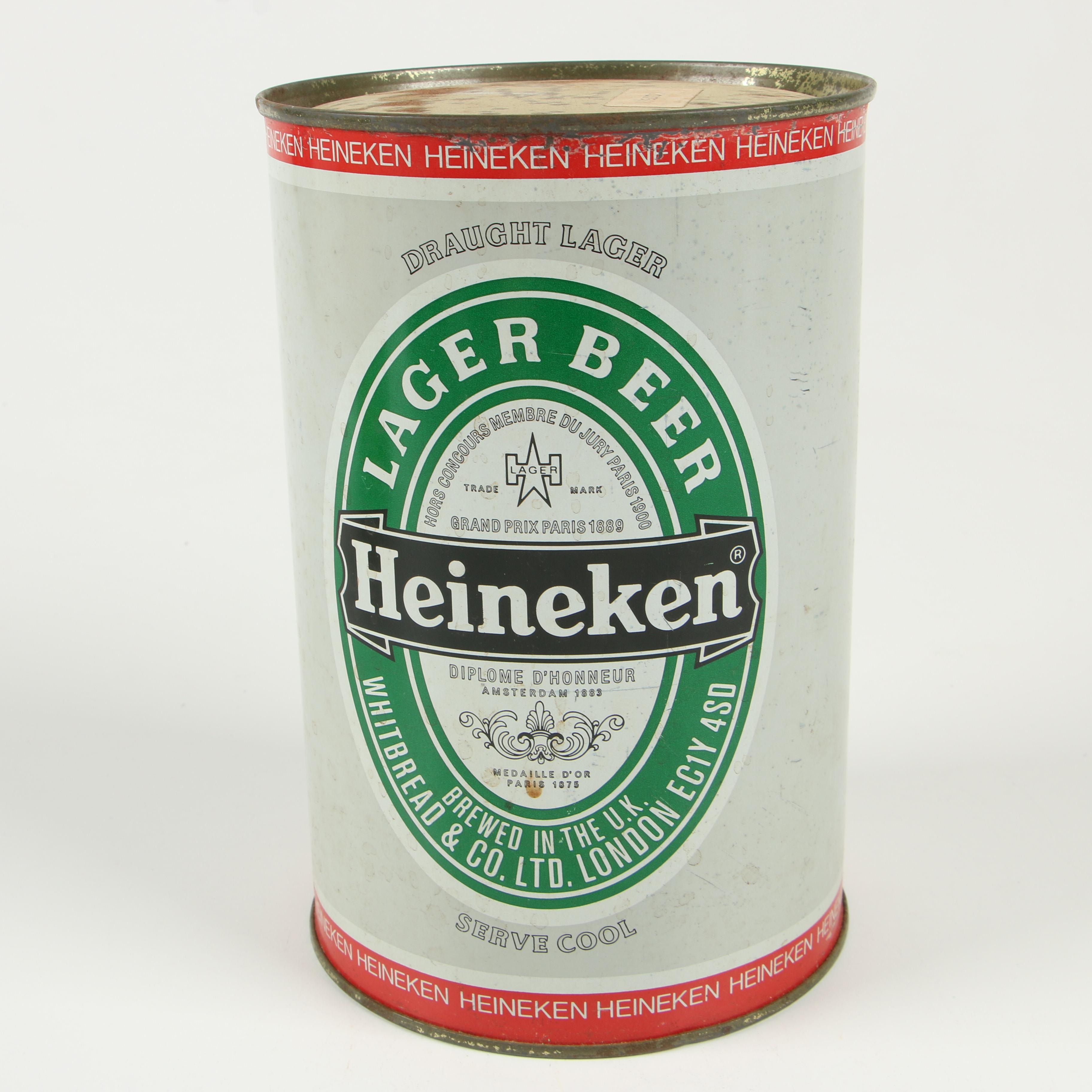 Heineken and Other 22.2 Liter Flat Top Beer Cans