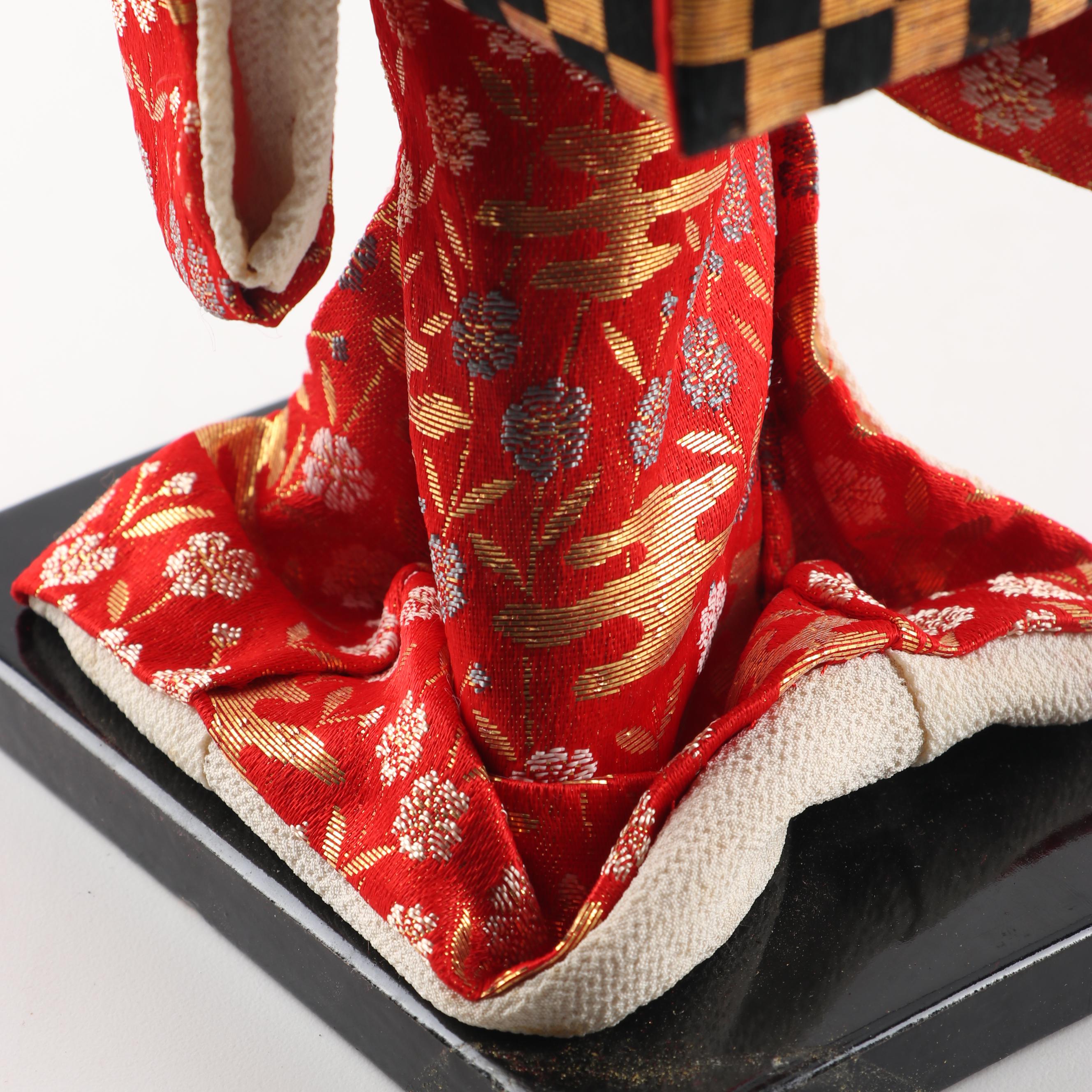 Vintage Japanese Cloth Doll on Stand