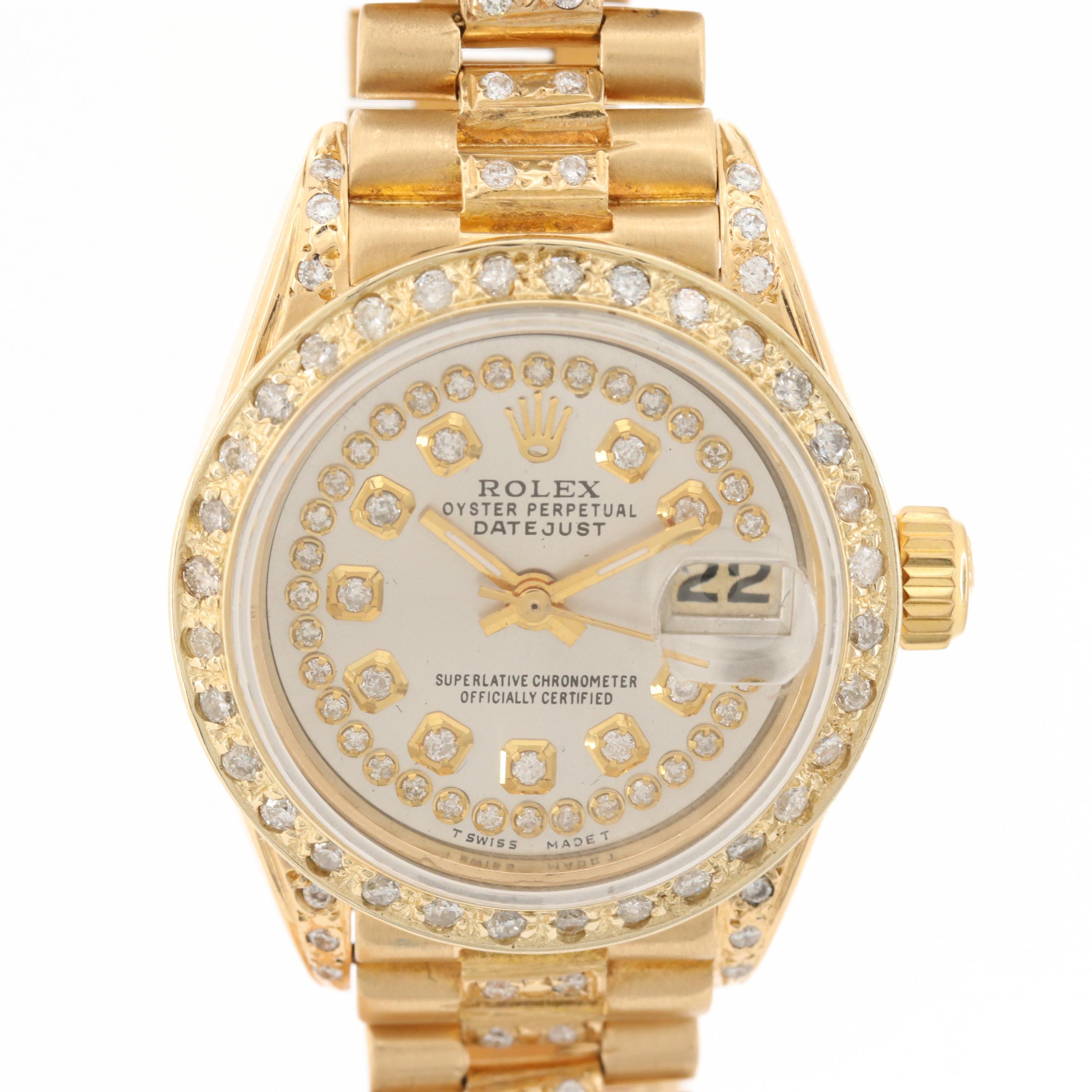 Rolex Datejust 18K Yellow Gold and 1.31 CTW Diamond Watch