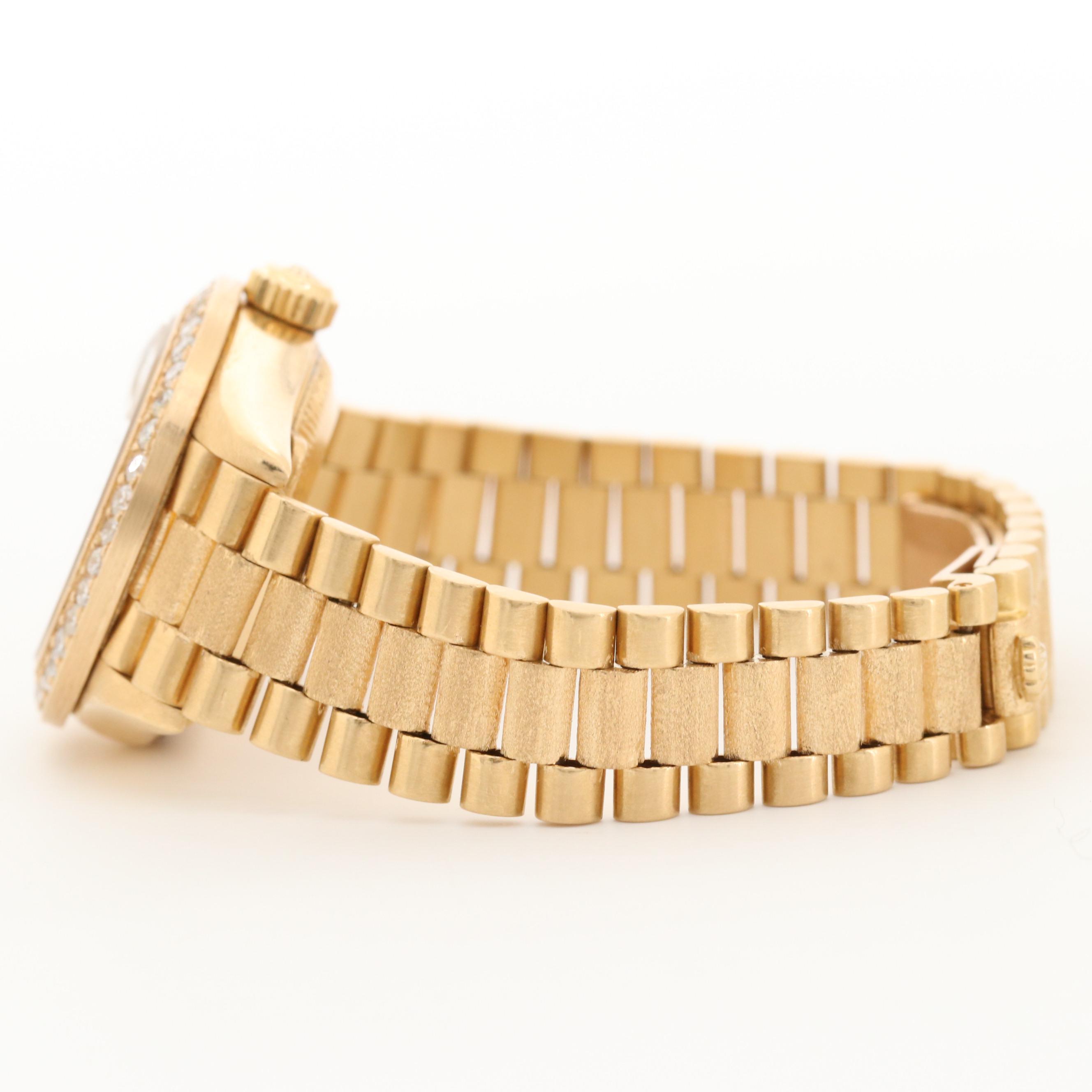 Rolex Datejust President 18K Gold Automatic Watch With 1.20 CTW Diamonds