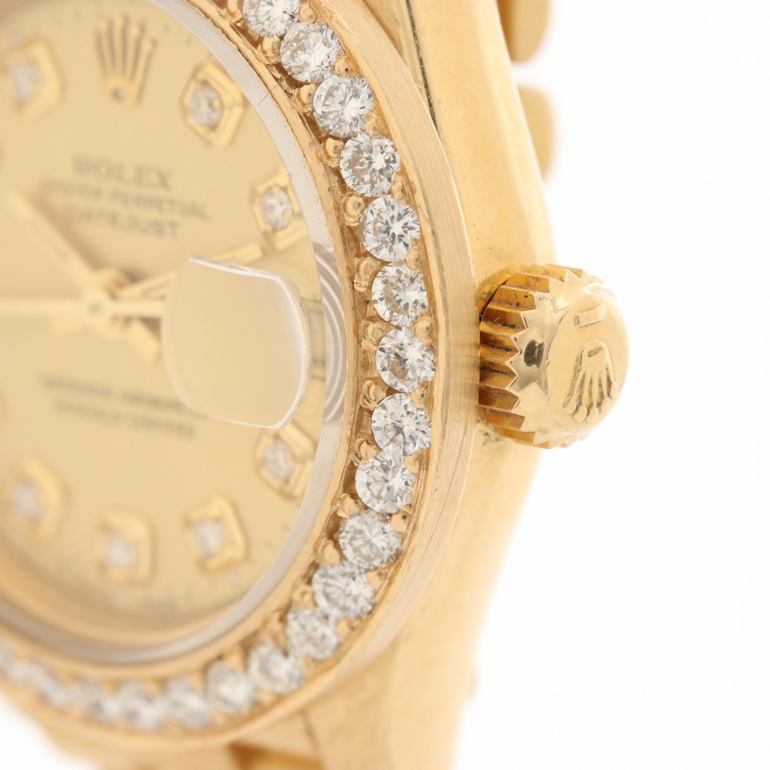 Rolex Datejust President 18K Gold Automatic Watch With 1.20 CTW Diamonds