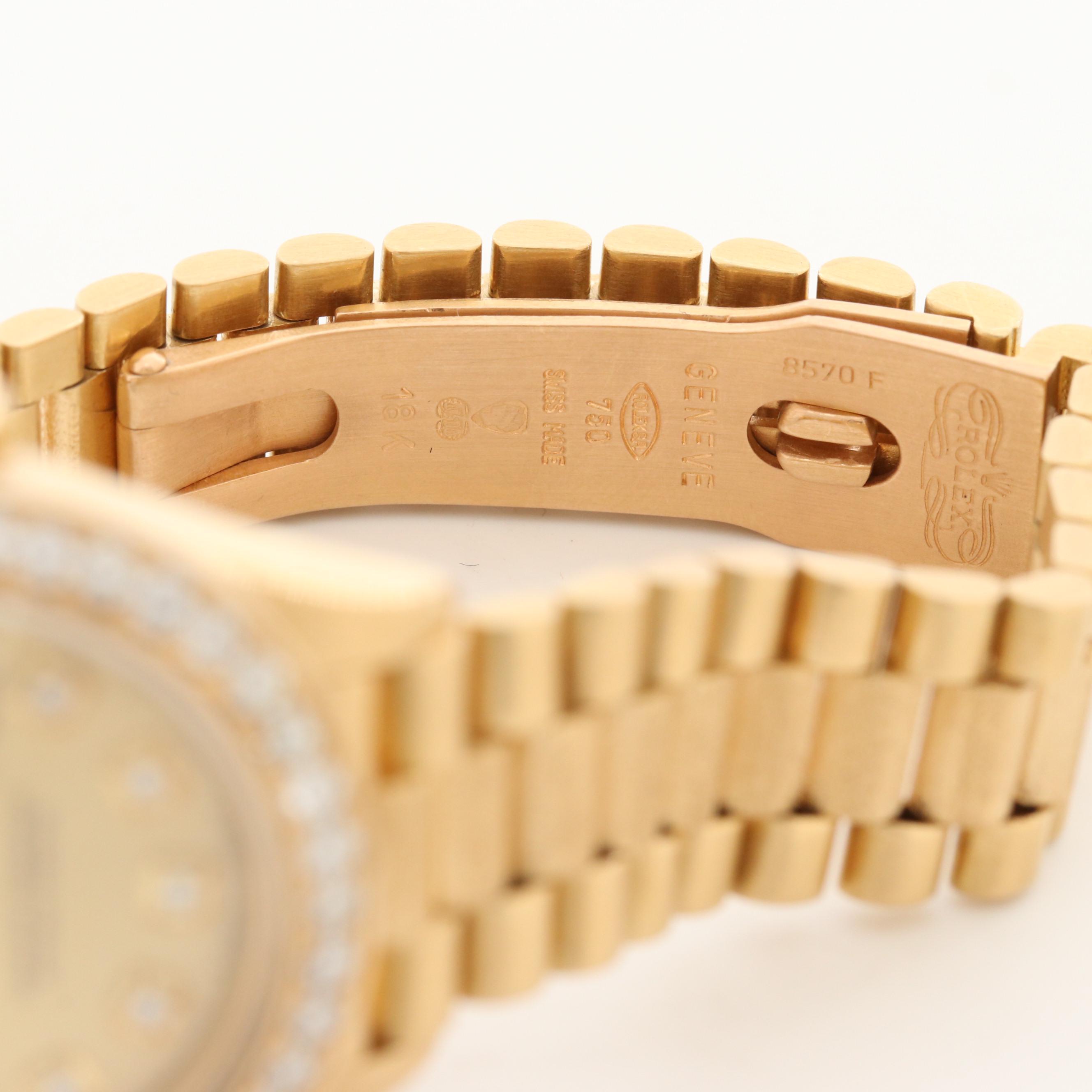 Rolex Datejust President 18K Gold Automatic Watch With 1.20 CTW Diamonds